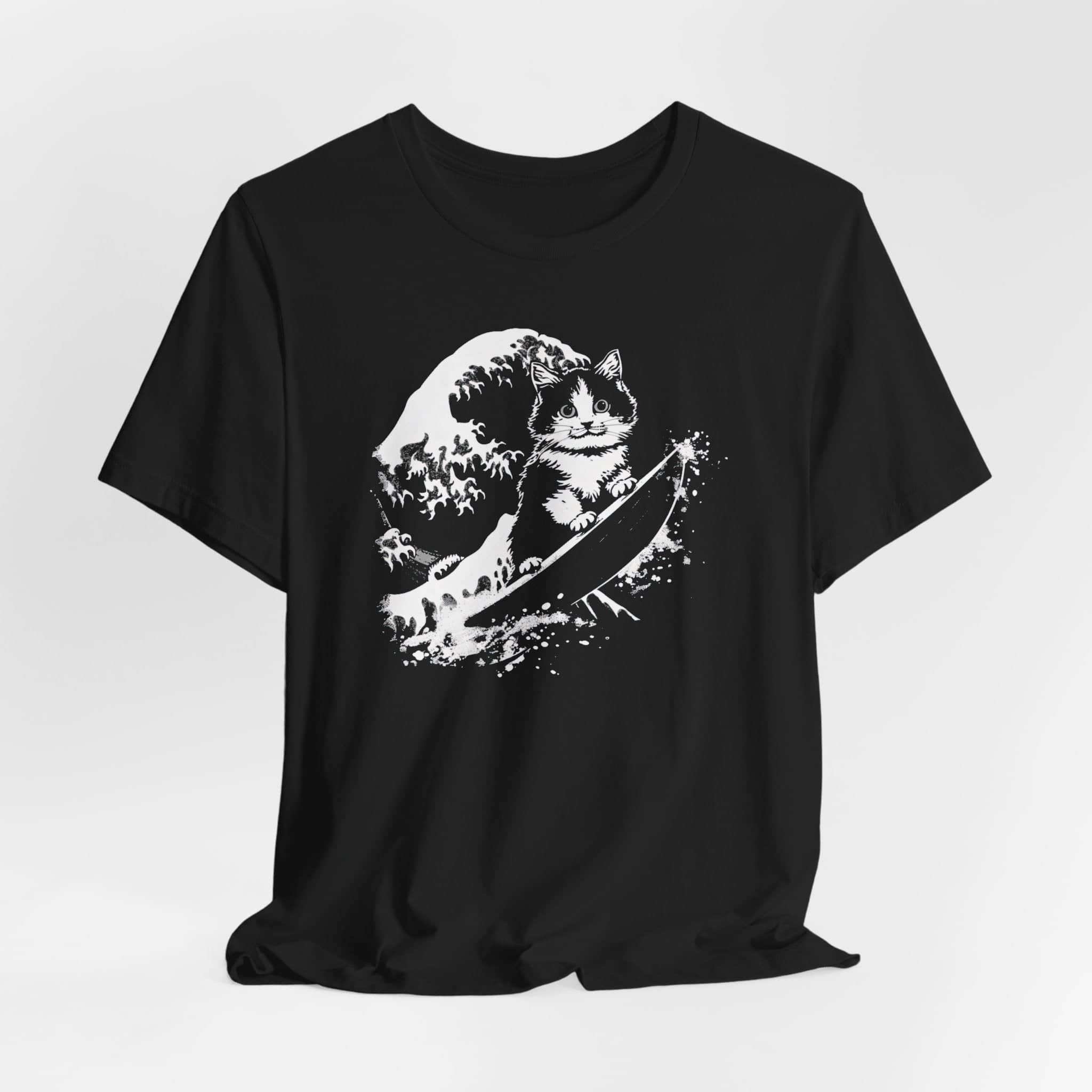 Surfing Cat Wave Graphic Tee