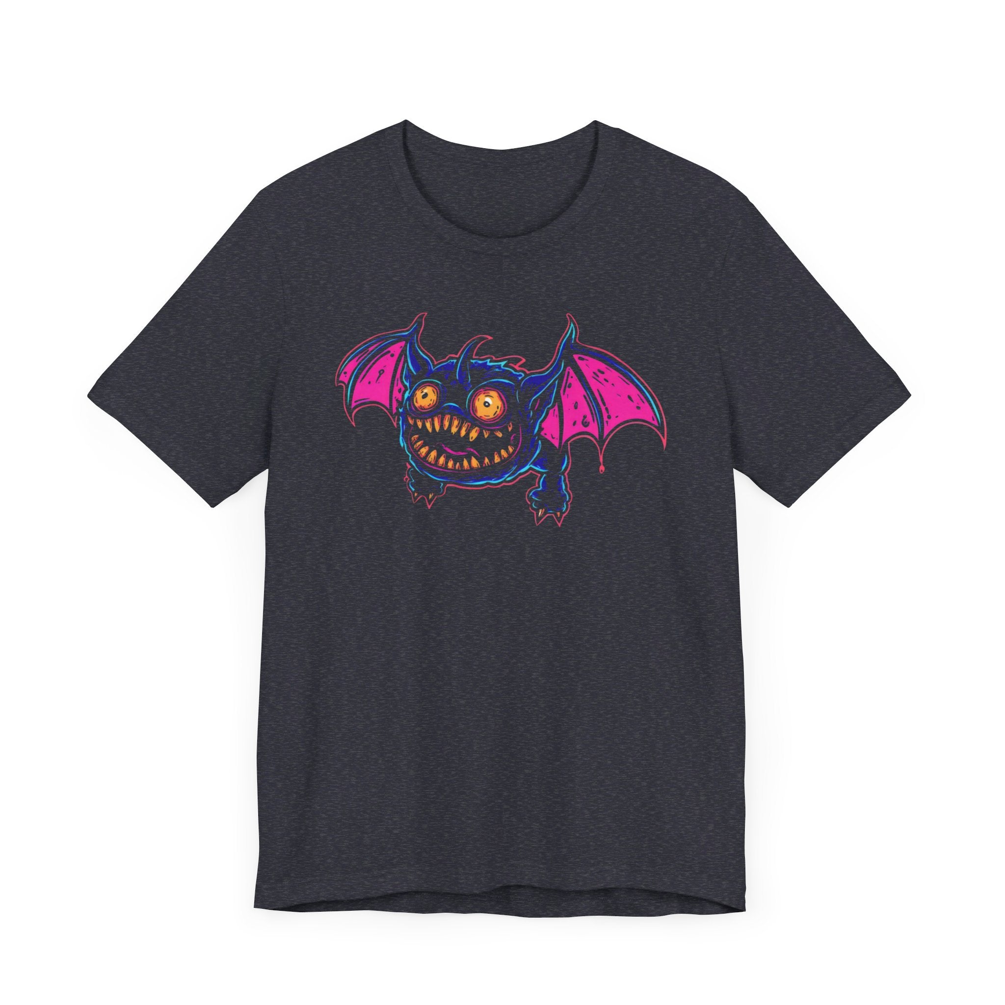 Neon Bat Creature T-Shirt Vibrant Fantasy Monster Graphic Tee