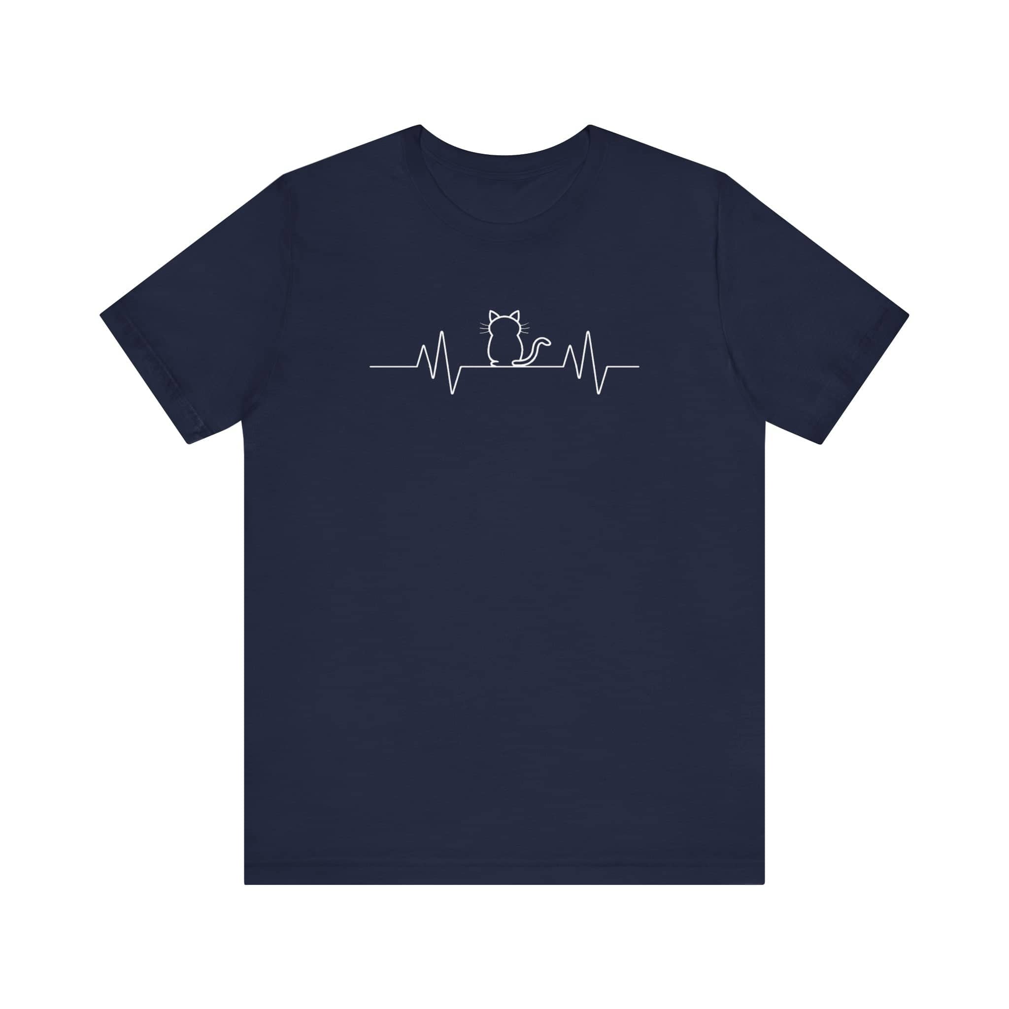 Minimalist Cat Heartbeat Shirt Simple Cat Lover Gift