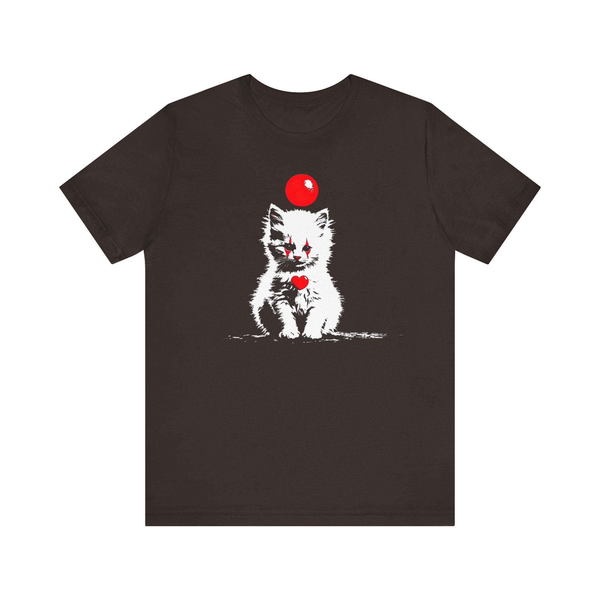 Creepy Clown Cat T-Shirt Playful and Spooky Design