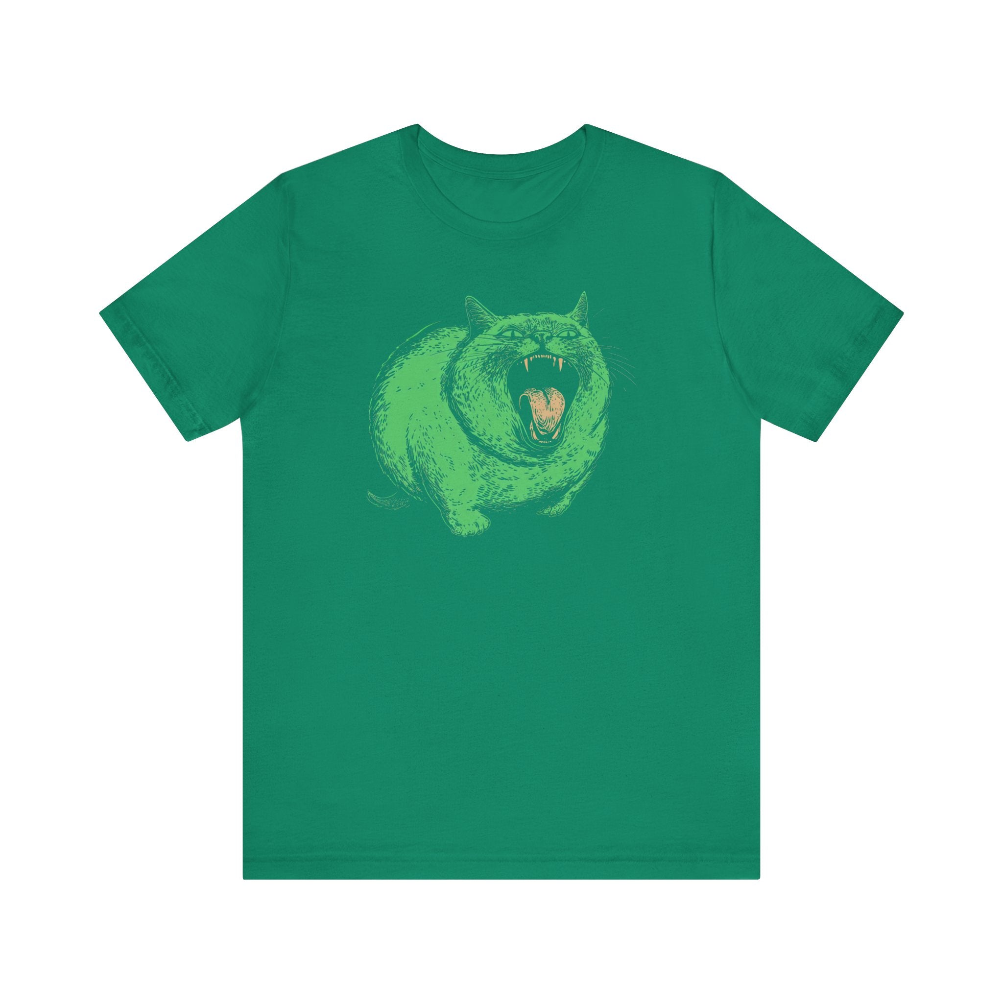 Green Monster Cat T-Shirt - Fierce Feline Halloween Graphic Tee