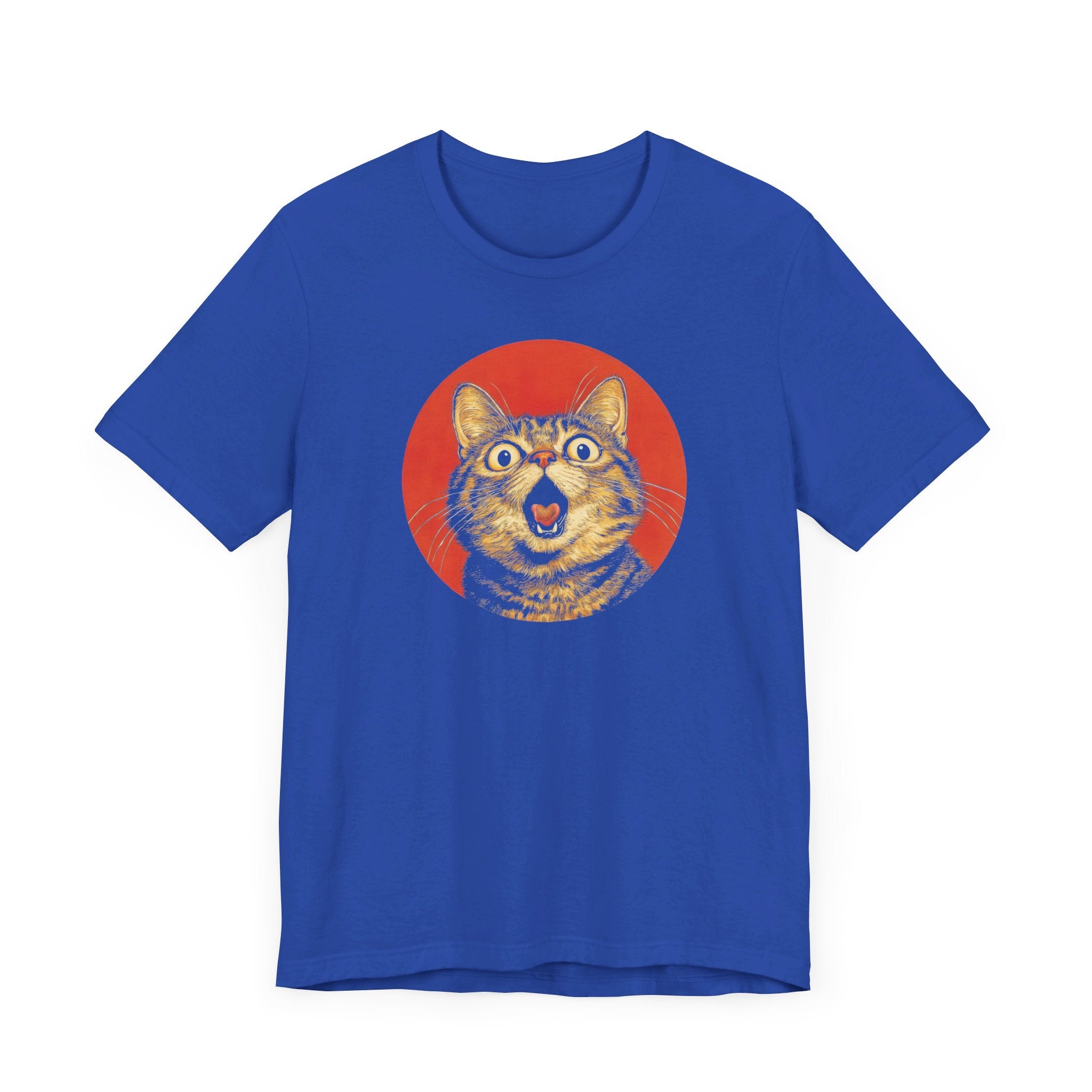 Surprised Cat Graphic Tee – Bold Vintage Style Cat Lover Shirt