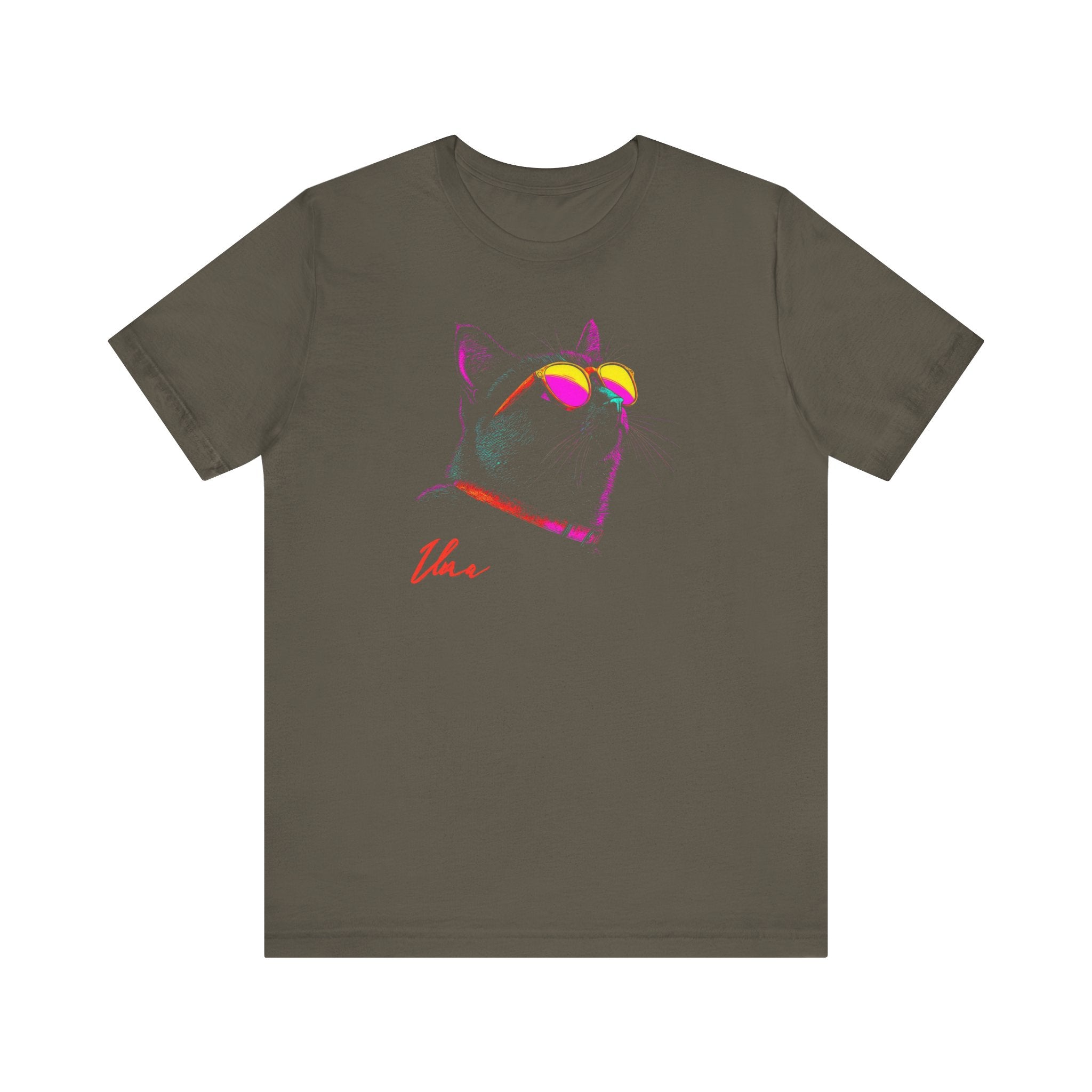 Neon Cool Cat Graphic Tee – Retro Vibes Cat Lover Shirt