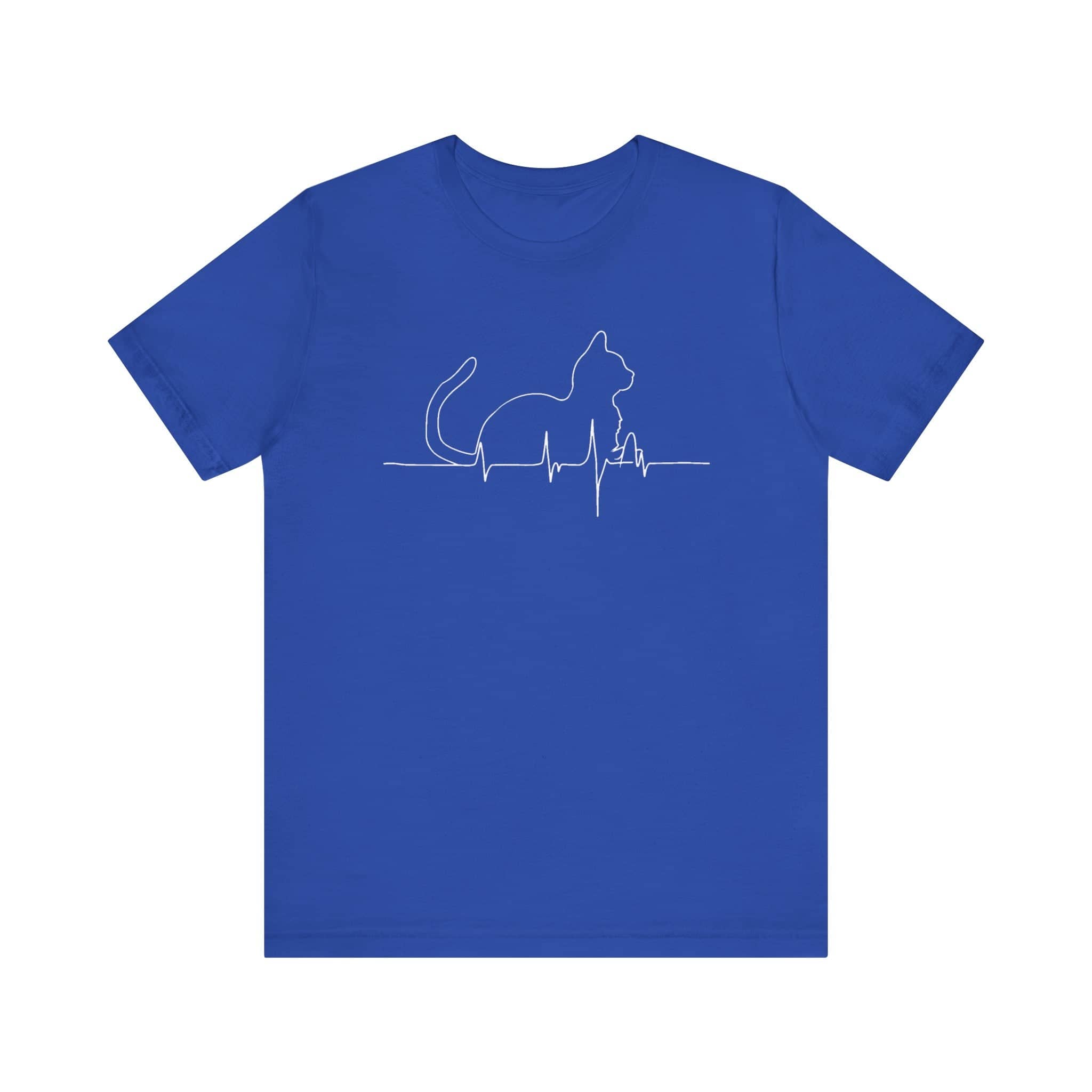 Cat Heartbeat Line Art Shirt Minimalist Cat Lover Gift