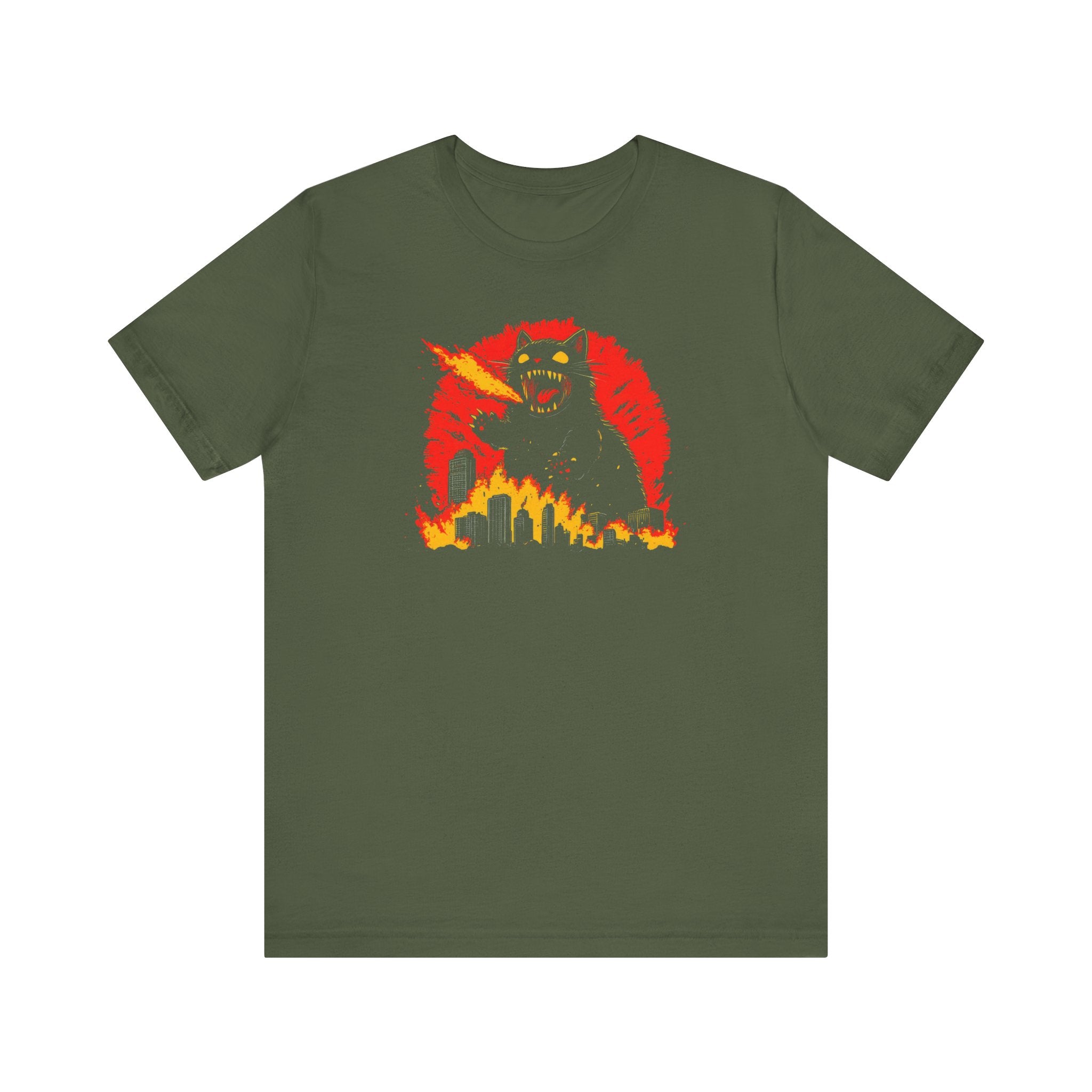 Catzilla Firestorm T-Shirt Fierce Cat Flame Attack Design