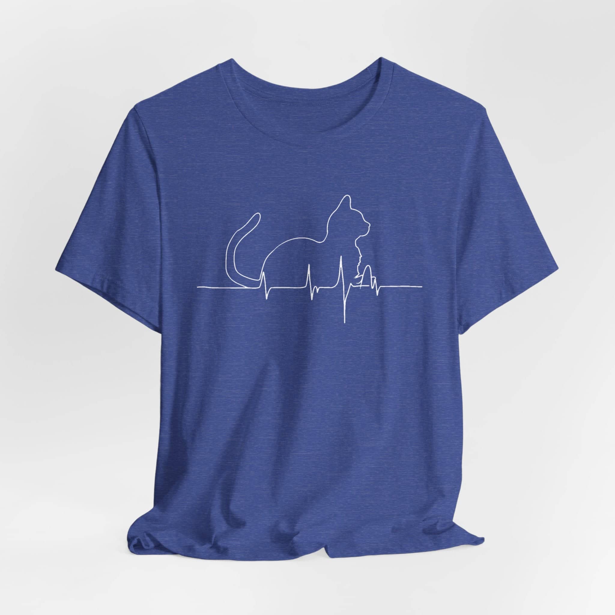 Cat Heartbeat Line Art Shirt Minimalist Cat Lover Gift
