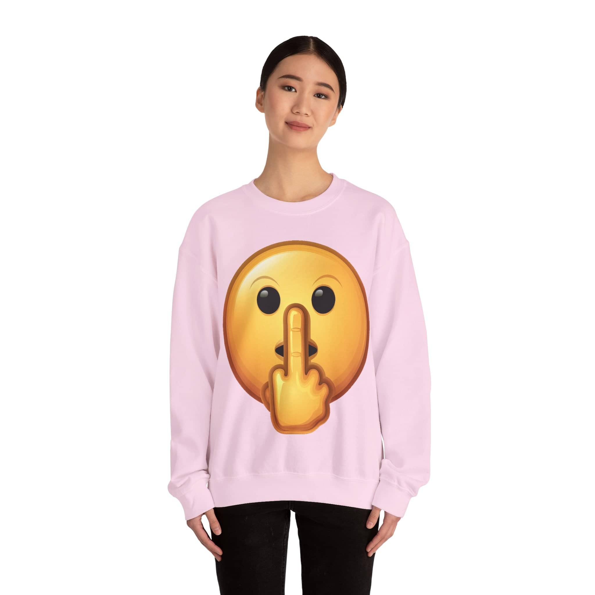 Middle Finger FU Shh Silent Protest Emoji Unisex Heavy Blend™ Crewneck Sweatshirt