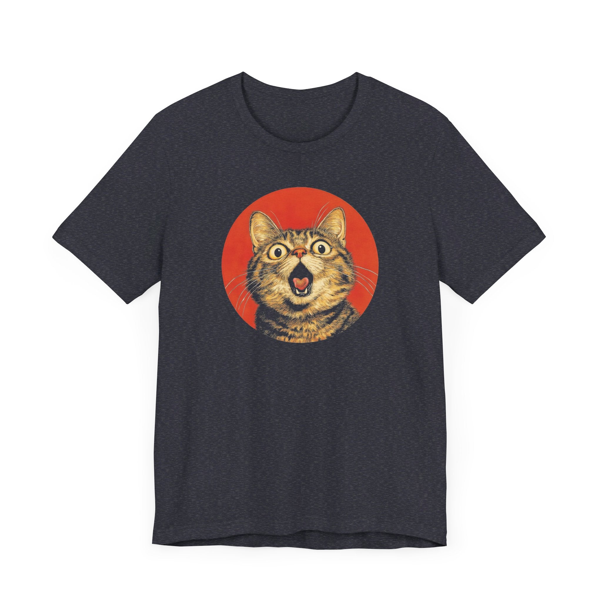 Surprised Cat Graphic Tee – Bold Vintage Style Cat Lover Shirt