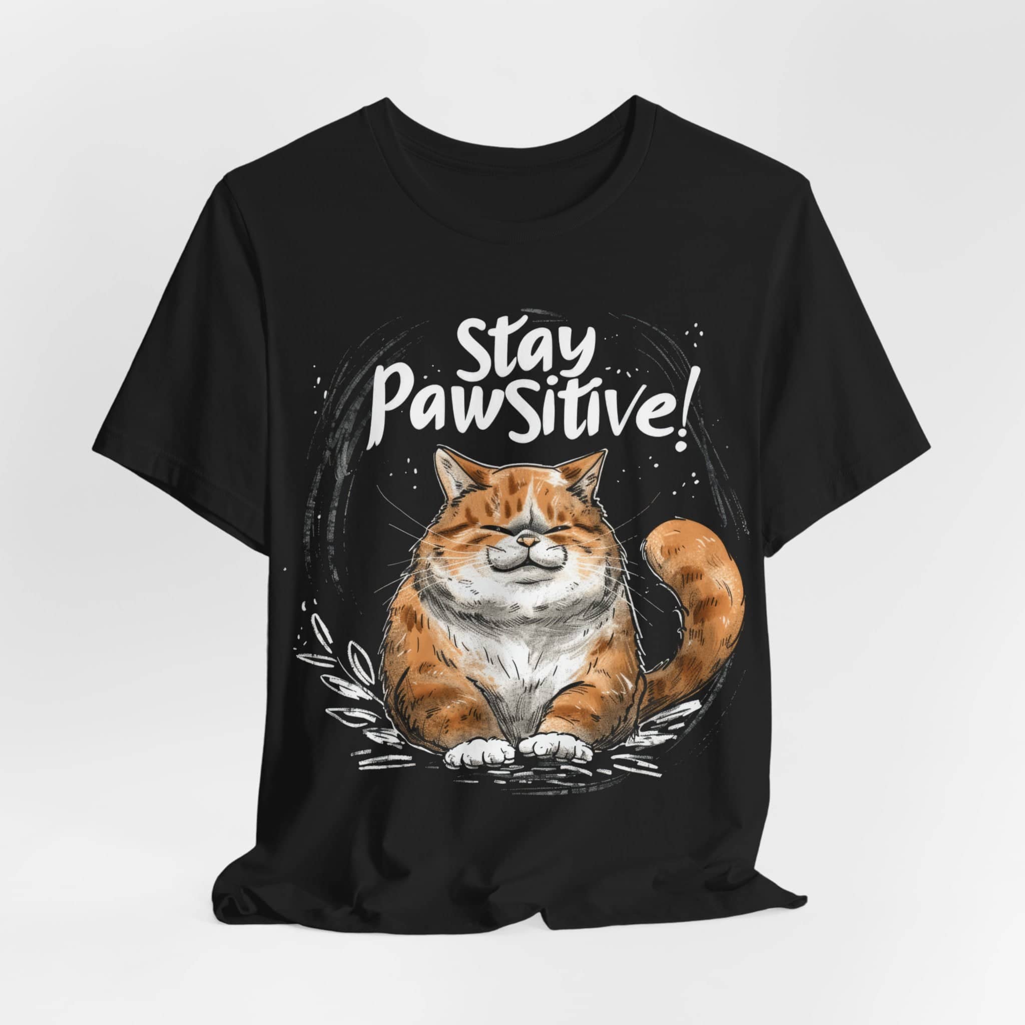 Stay Pawsitive Cat T-Shirt Cute Motivational Cat Lover Tee