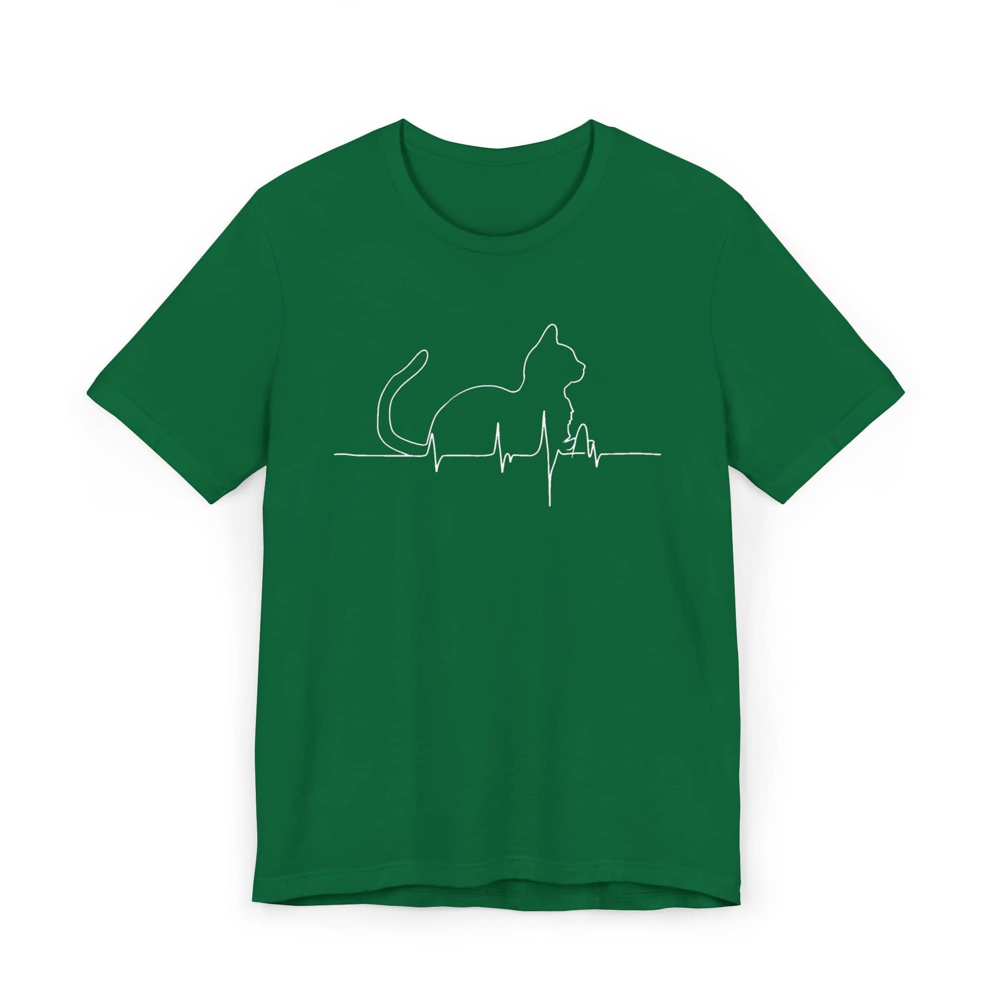 Cat Heartbeat Line Art Shirt Minimalist Cat Lover Gift