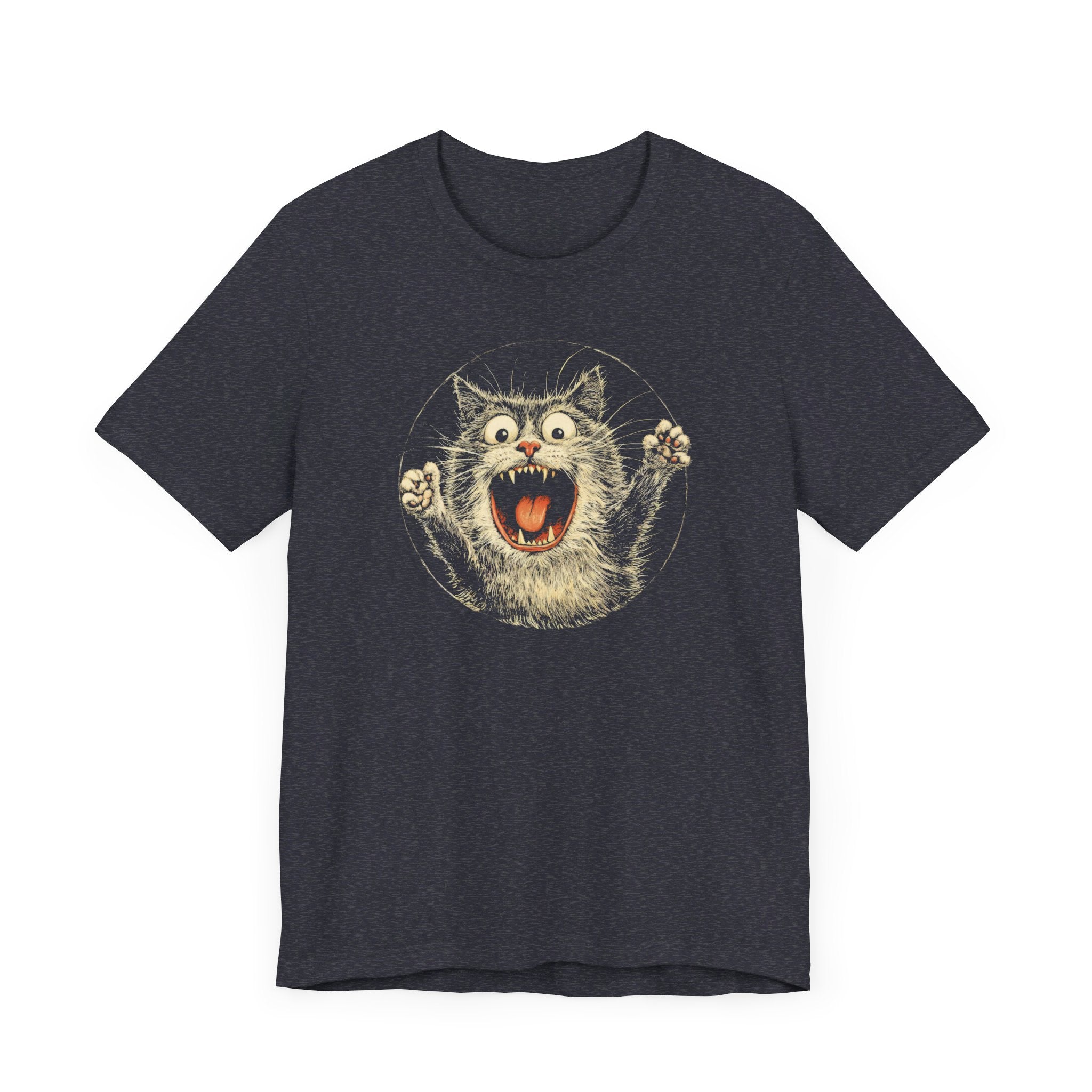Fierce Cat Graphic Tee – Vintage Style Cat Lover Shirt