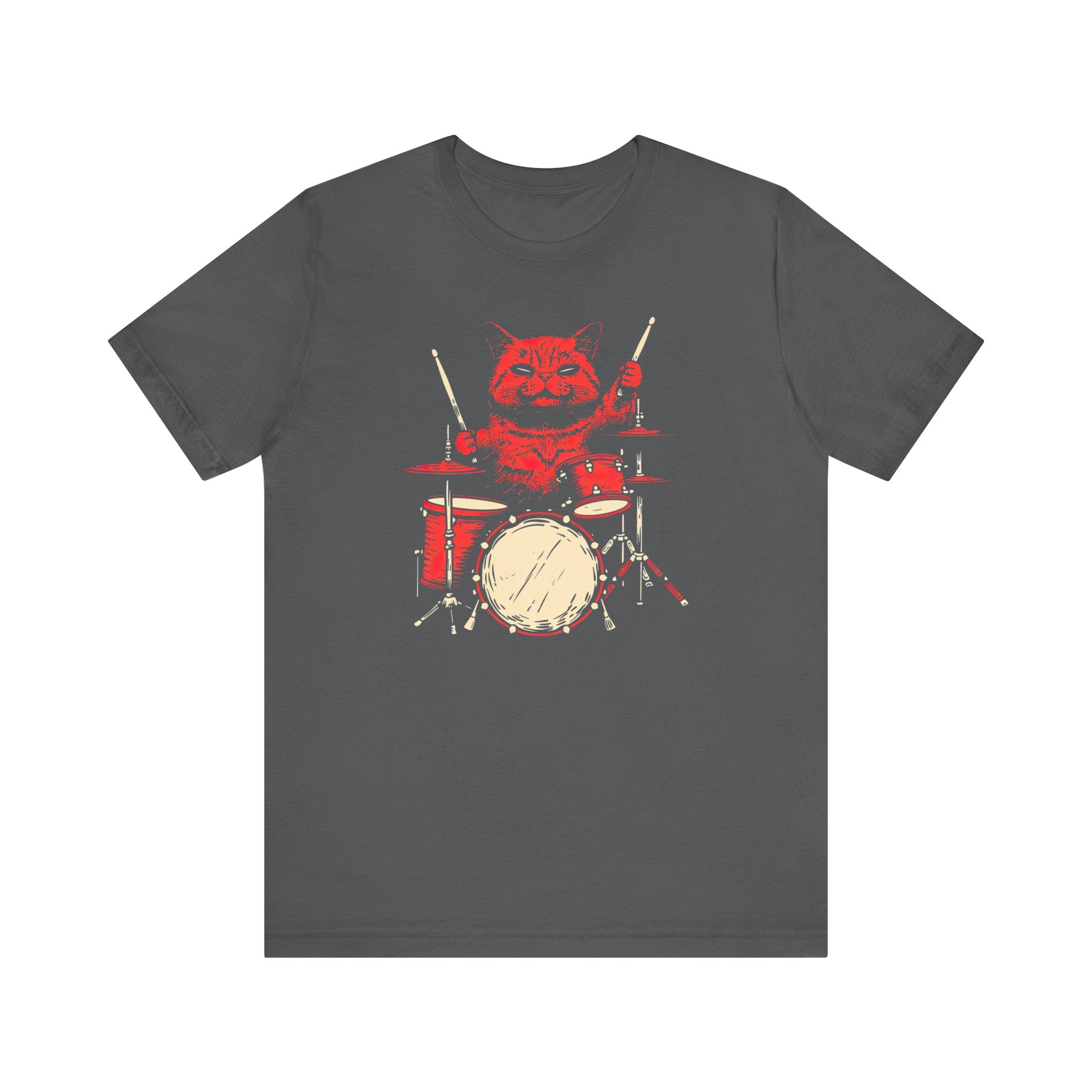Drumming Cat T-Shirt - Feline Drummer Cool Music Design