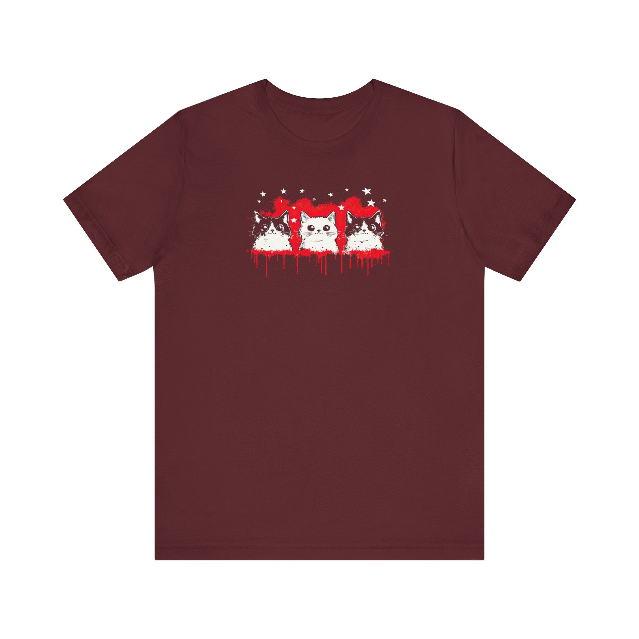 Triple Cat Drip Graphic Tee – Cool Cats in Stars and Stripes Shirt