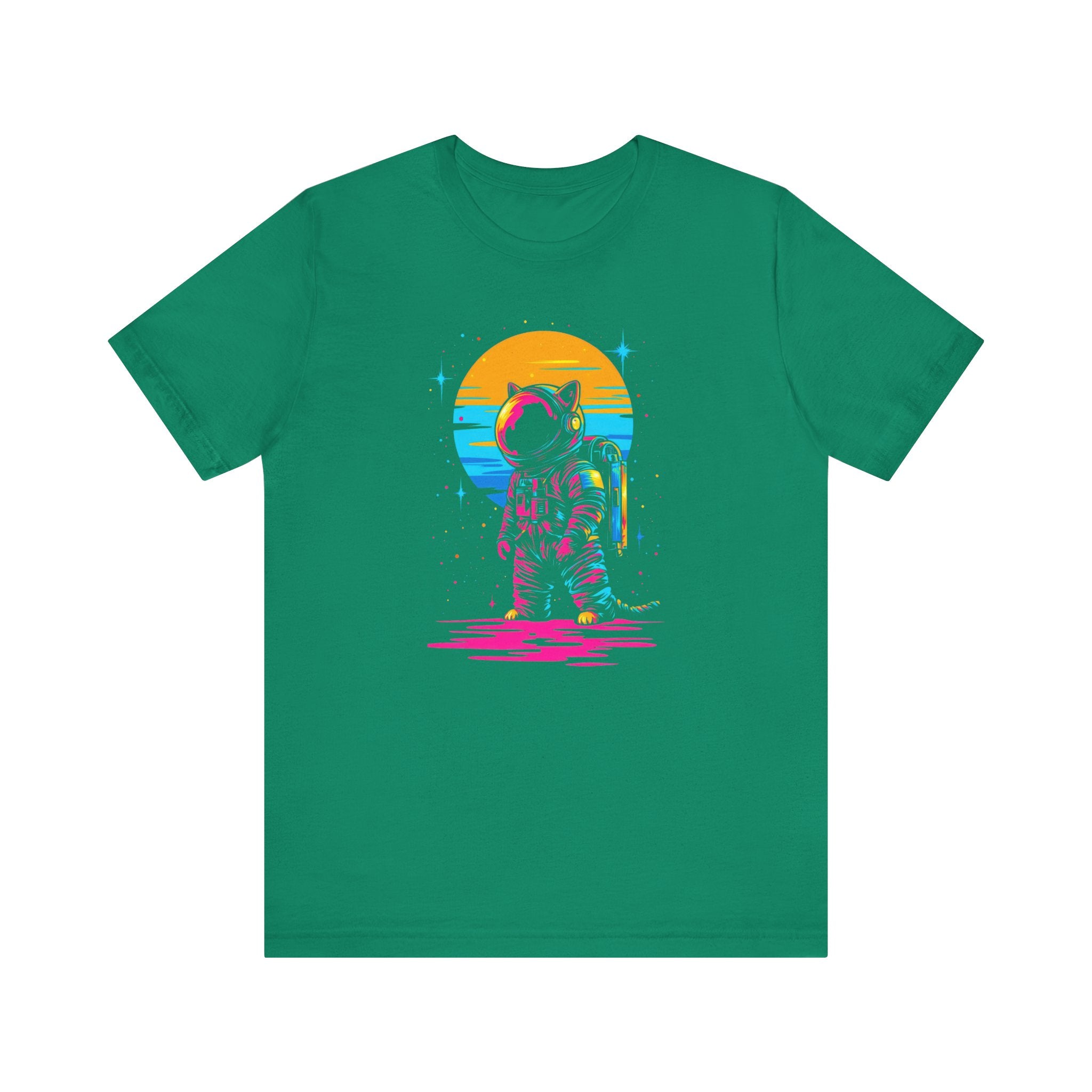 Neon Sunset Astronaut Cat T-Shirt