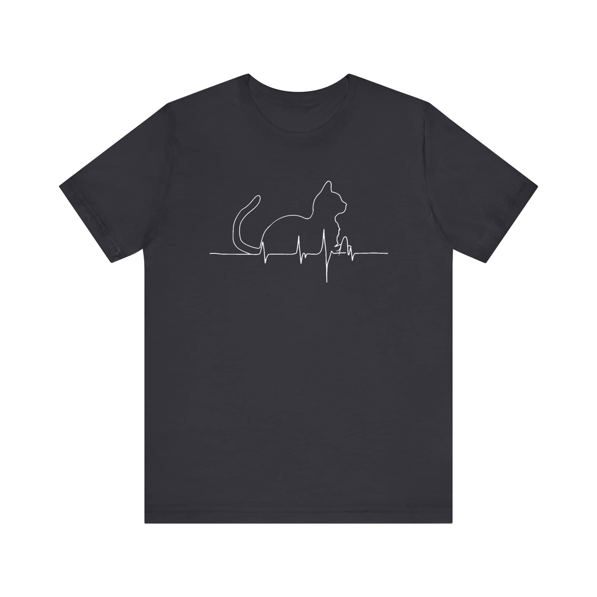 Cat Heartbeat Line Art Shirt Minimalist Cat Lover Gift