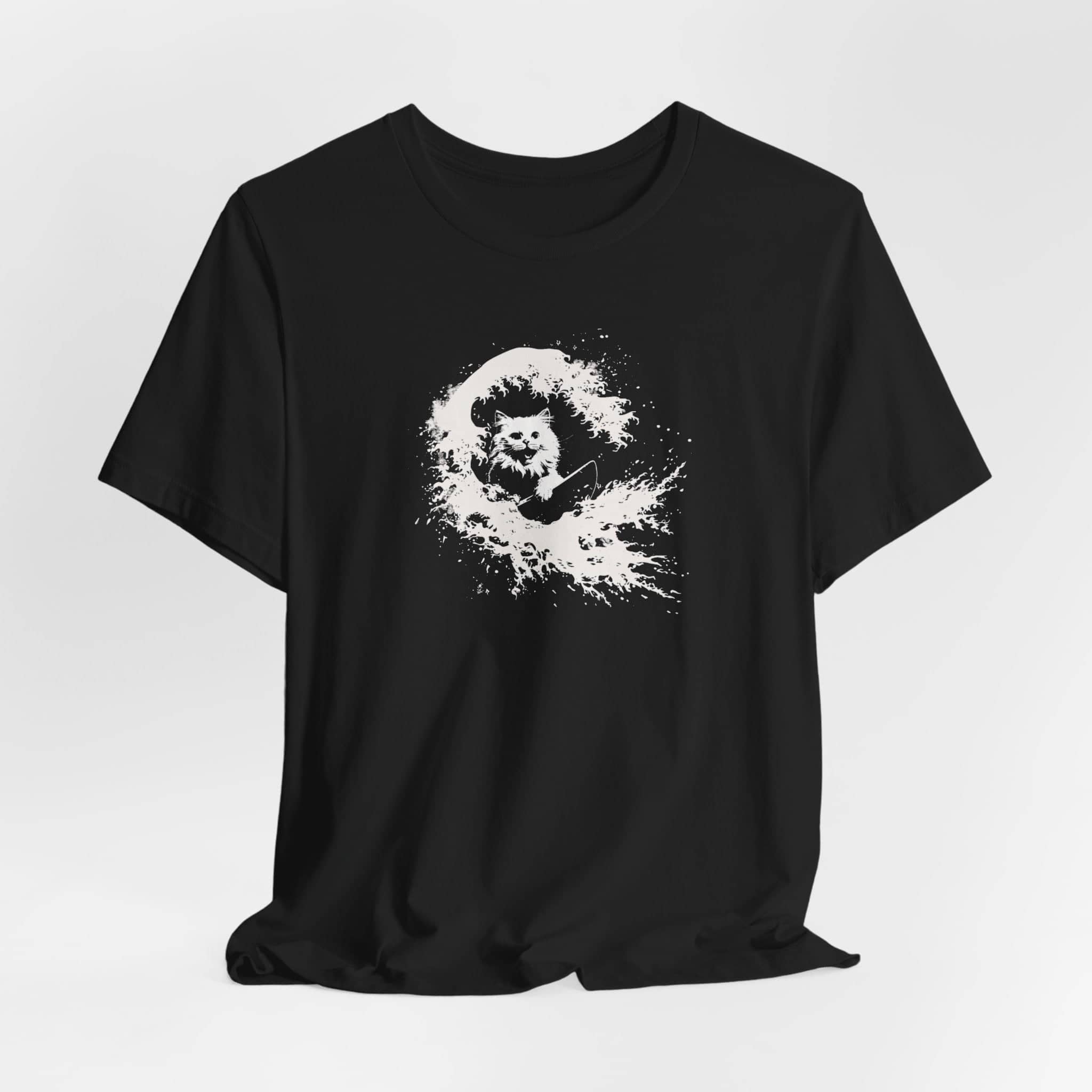 Surfing Cat in Wave Graphic Tee