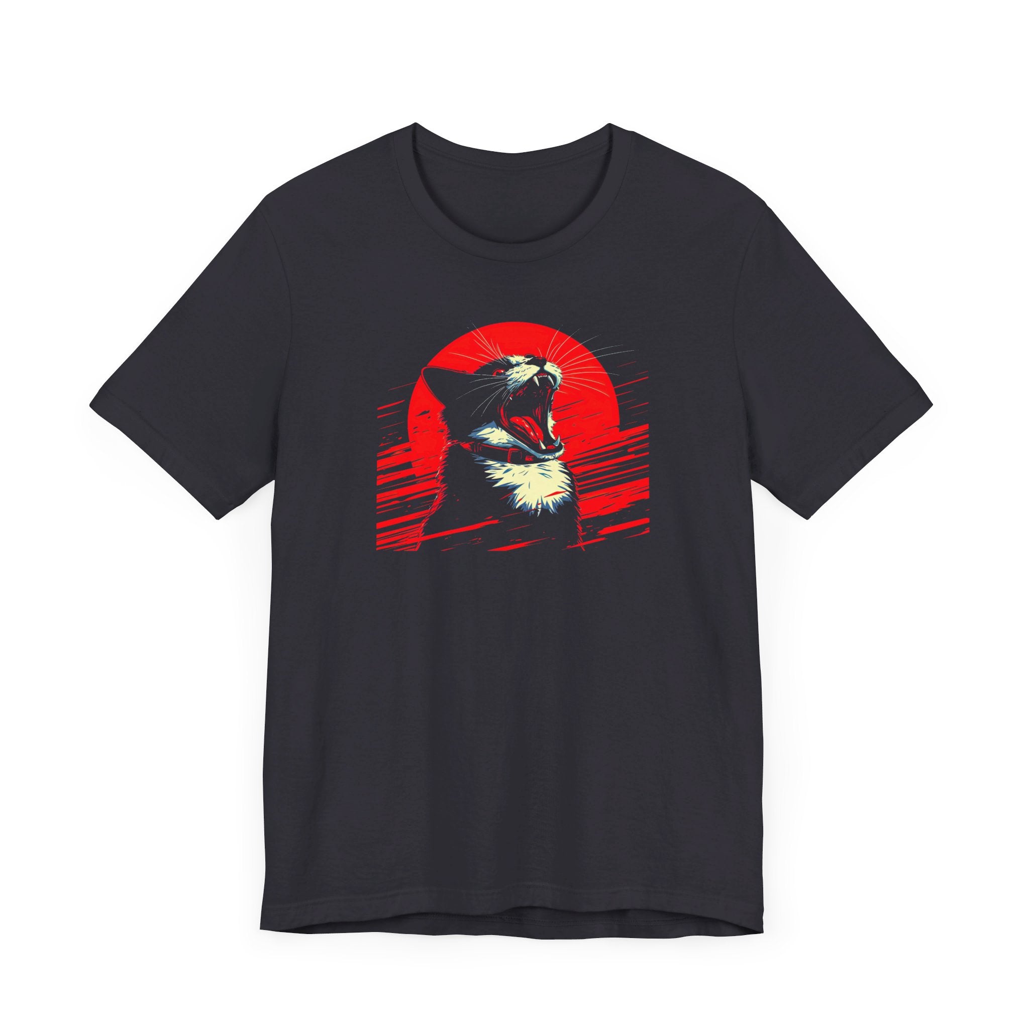 Roaring Cat T-Shirt – Fierce Red Sun Cat Graphic Tee