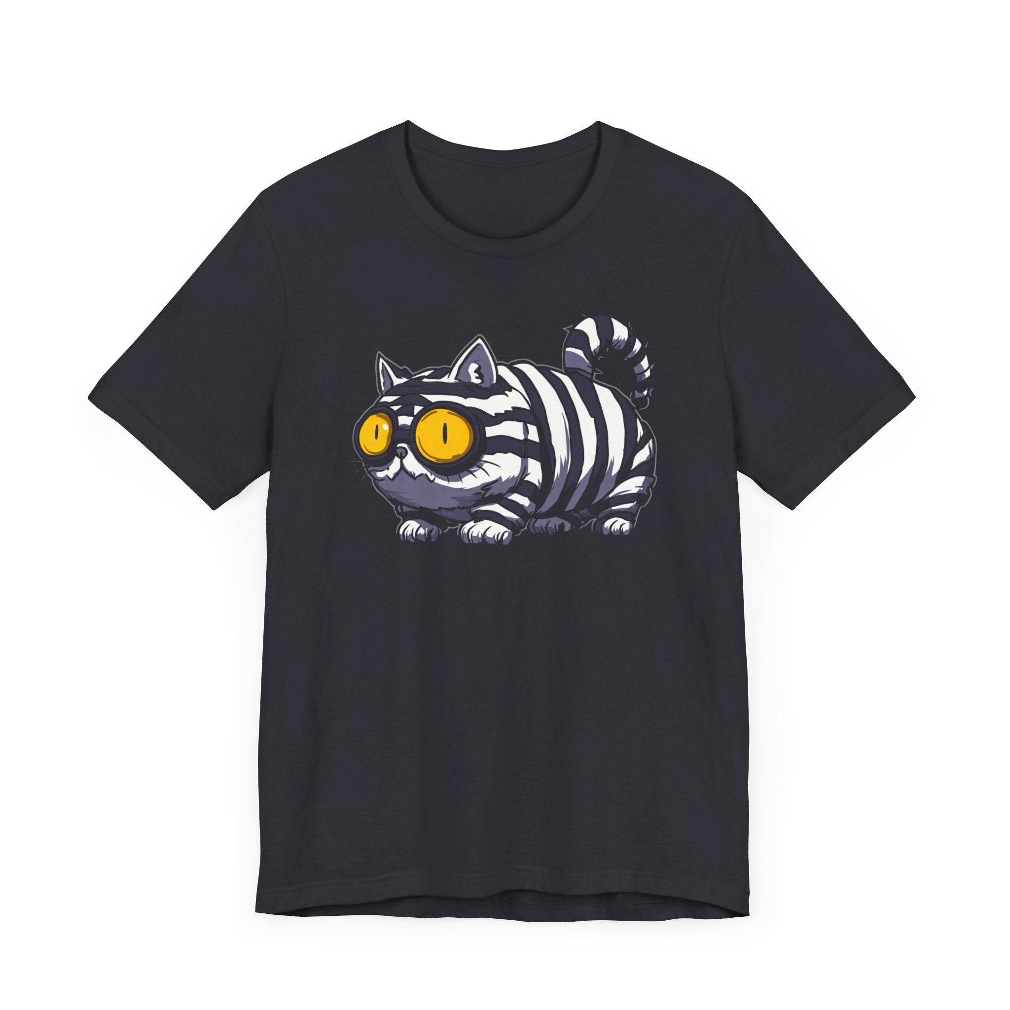 Striped Cat with Glasses T-Shirt Funny Cartoon Design