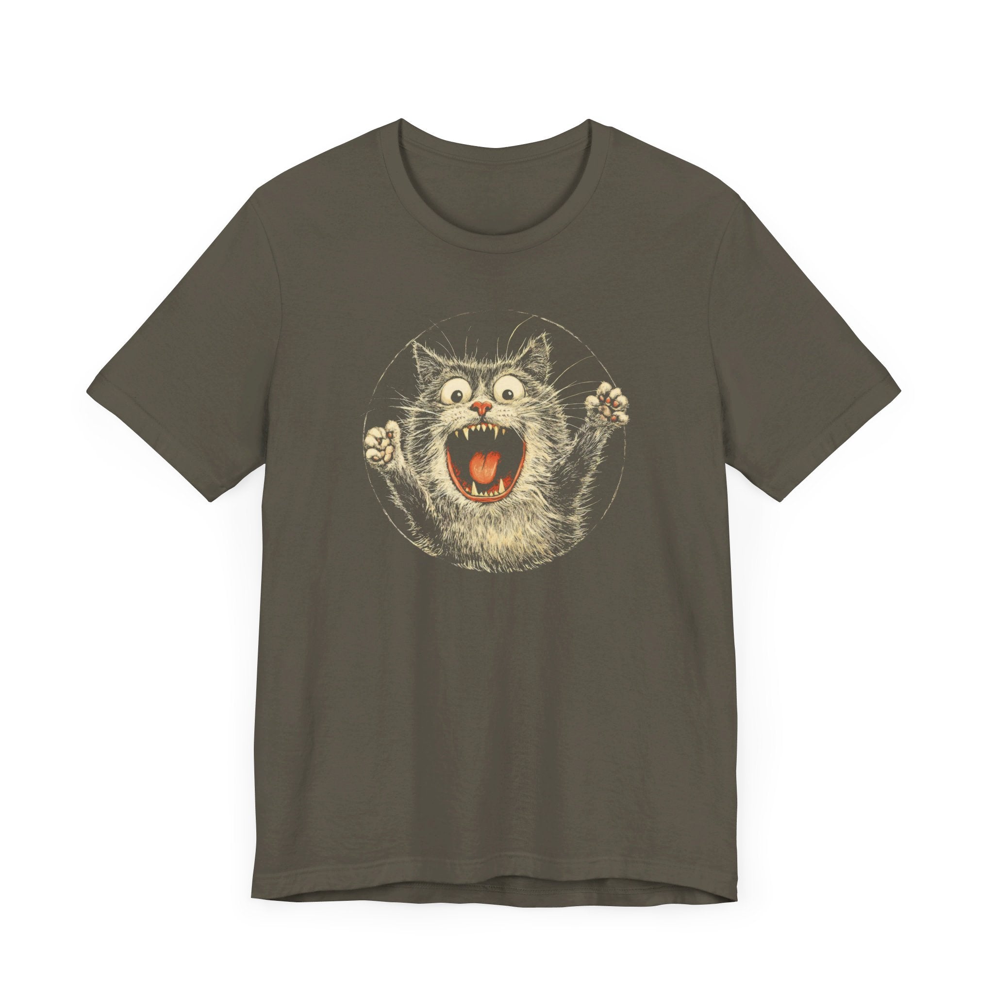 Fierce Cat Graphic Tee – Vintage Style Cat Lover Shirt