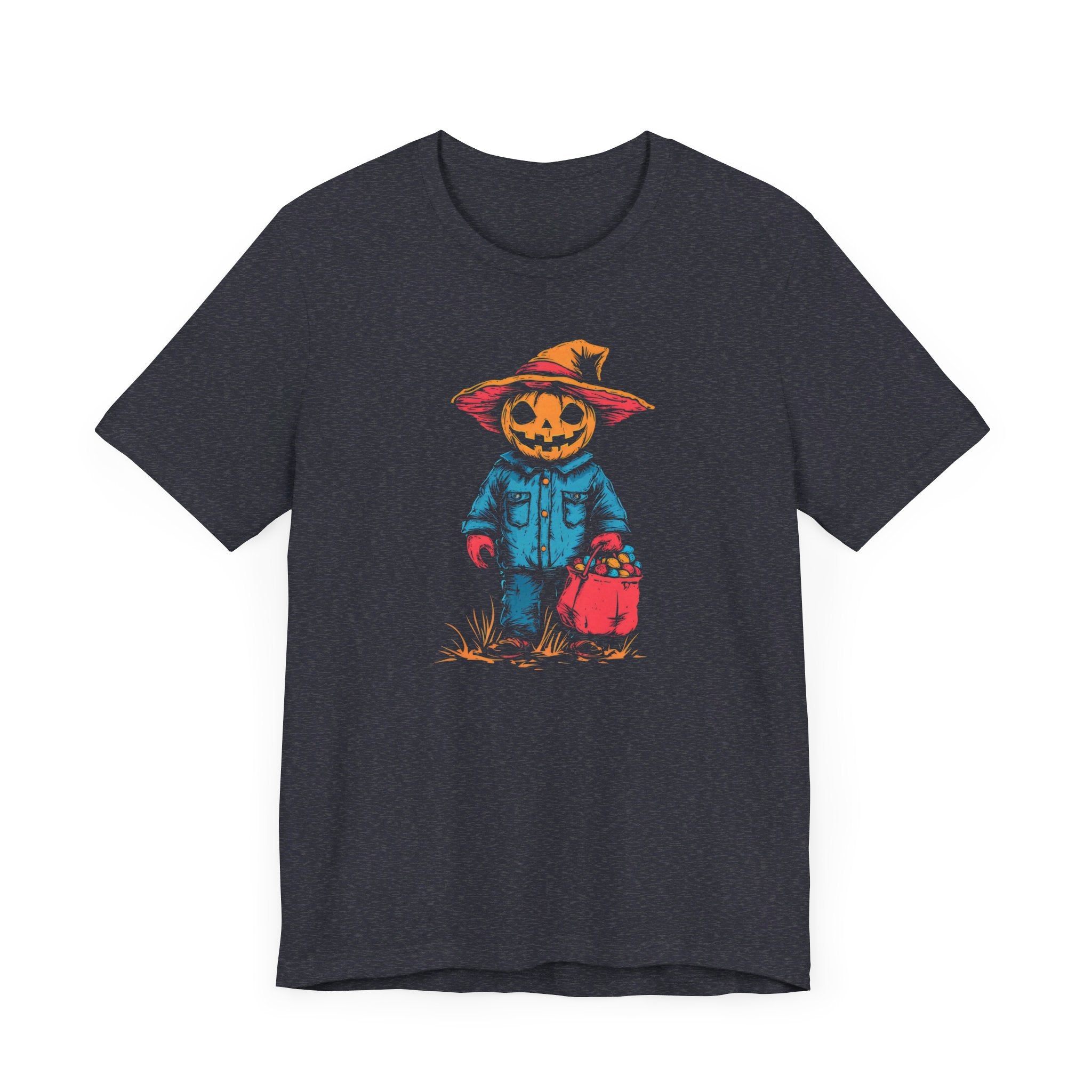 Pumpkin Scarecrow Halloween Graphic Tee – Spooky Trick-or-Treat Shirt