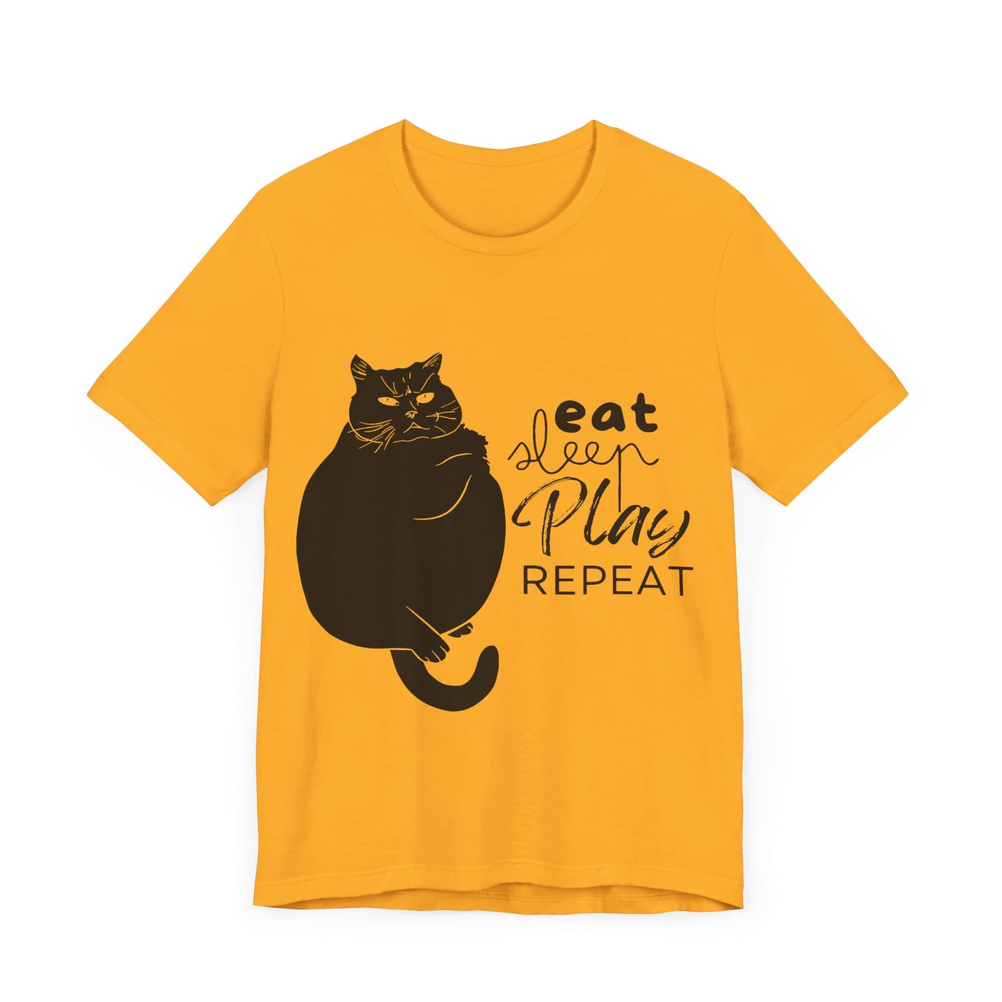 Cat's Daily Mantra - 'Eat Sleep Play Repeat' Casual T-Shirt Unisex Jersey Short Sleeve Tee