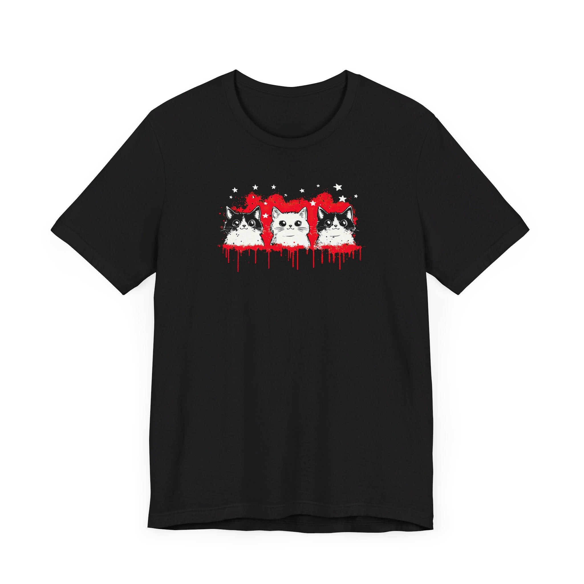 Triple Cat Drip Graphic Tee – Cool Cats in Stars and Stripes Shirt