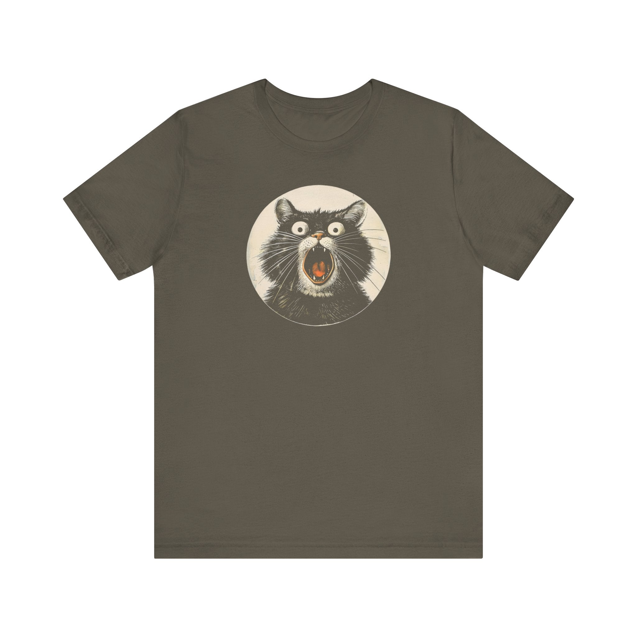 Screaming Black Cat Graphic Tee – Vintage Style Cat Lover Shirt