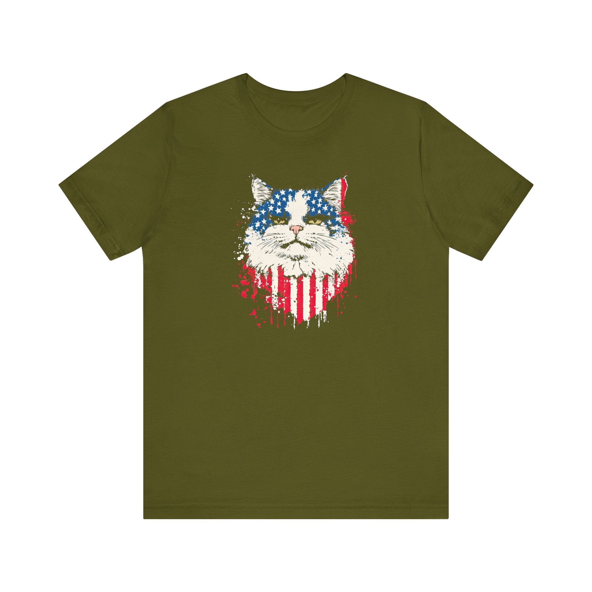 American Flag Cat Face T-Shirt – Patriotic Cat Lover Tee