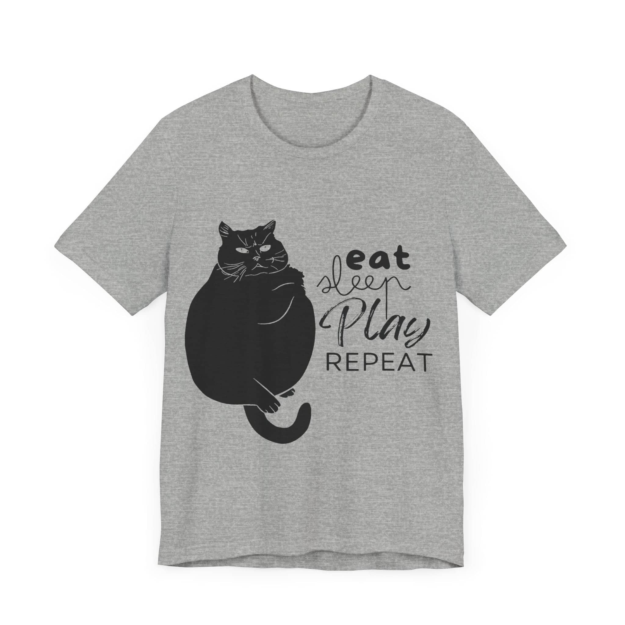 Cat's Daily Mantra - 'Eat Sleep Play Repeat' Casual T-Shirt Unisex Jersey Short Sleeve Tee