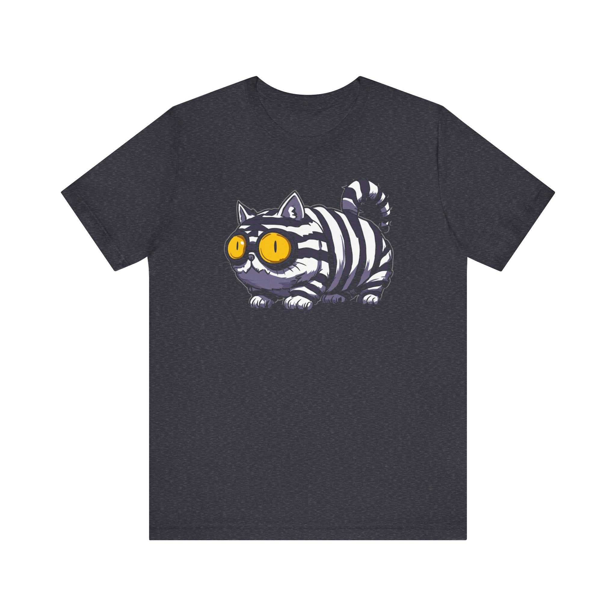 Striped Cat with Glasses T-Shirt Funny Cartoon Design
