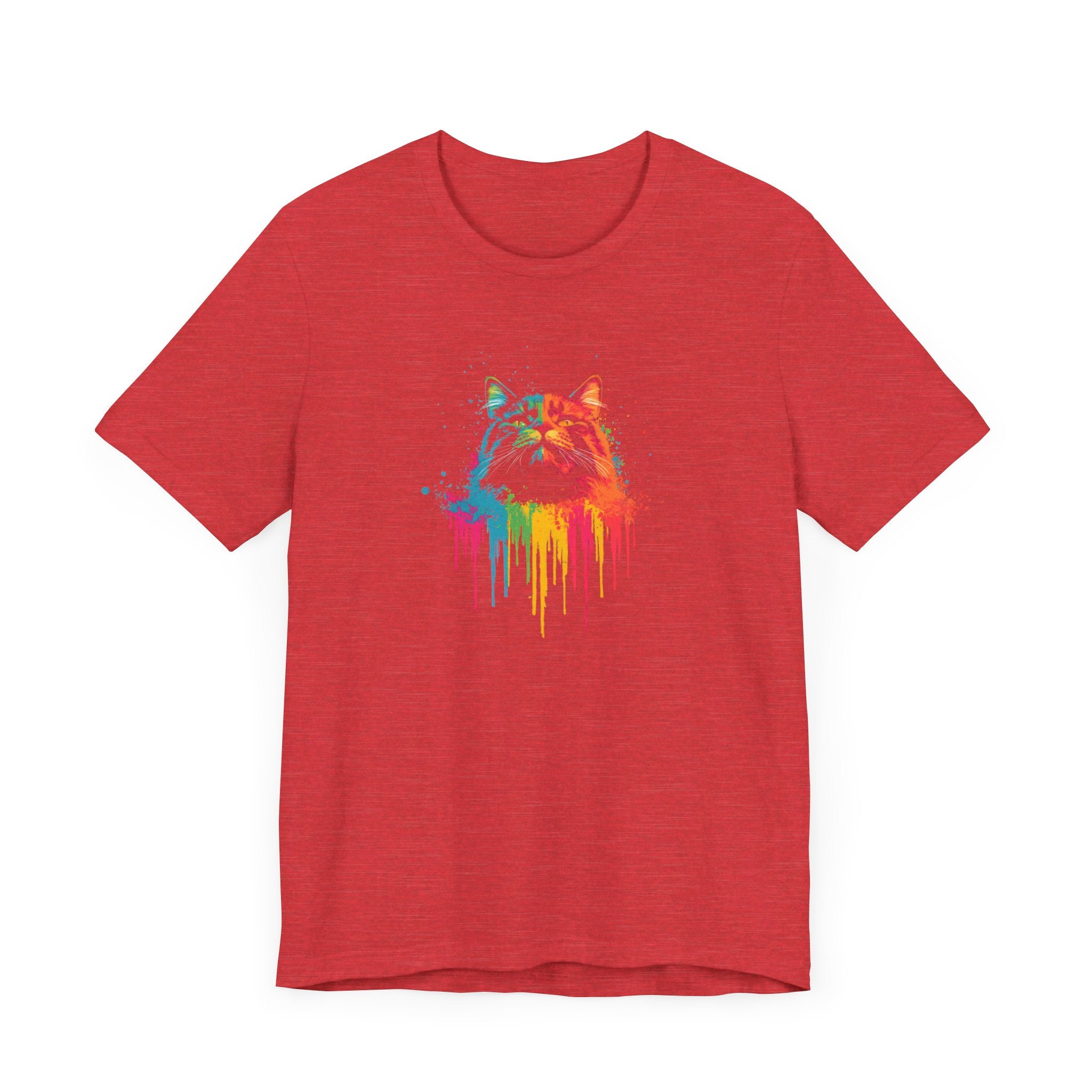 Colorful Dripping Cat T-Shirt - Vibrant Feline Art Tee