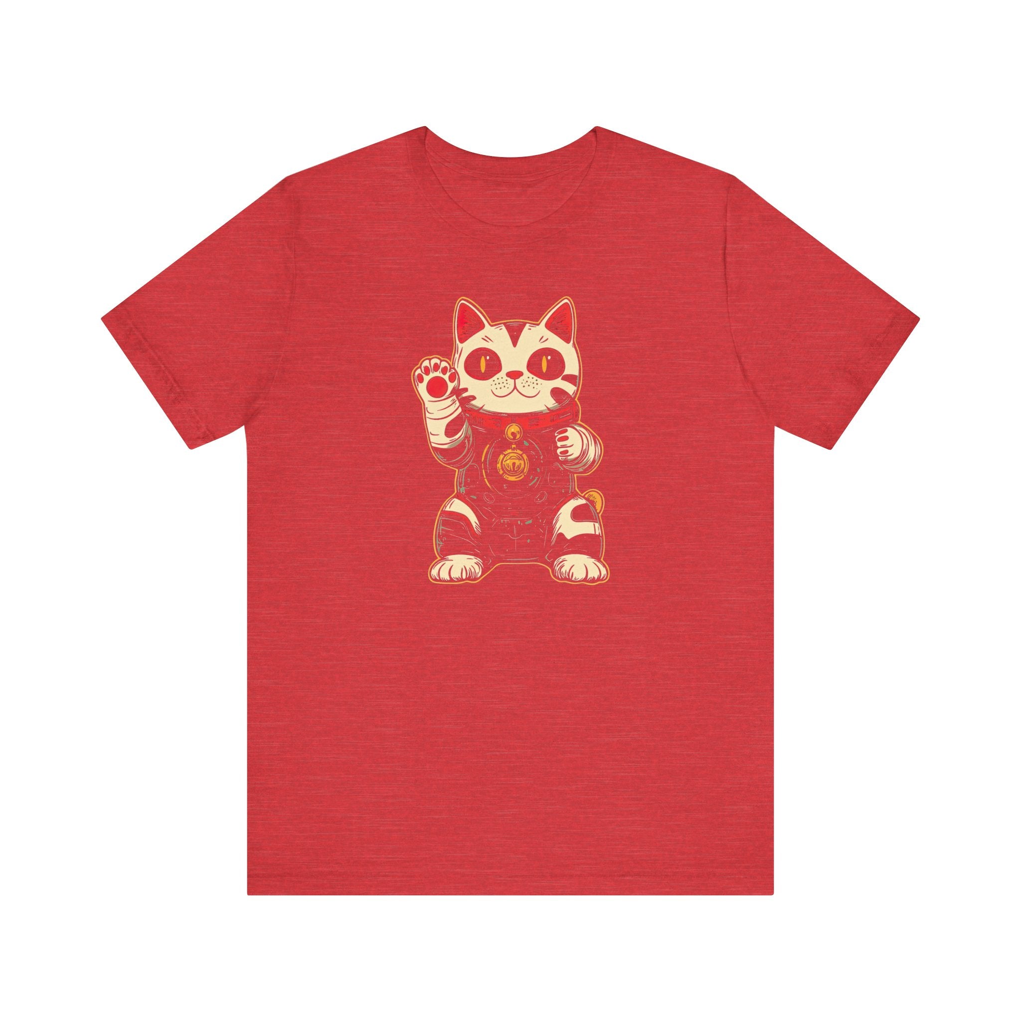 Lucky Cat Robot T-Shirt - Futuristic Maneki-Neko Design