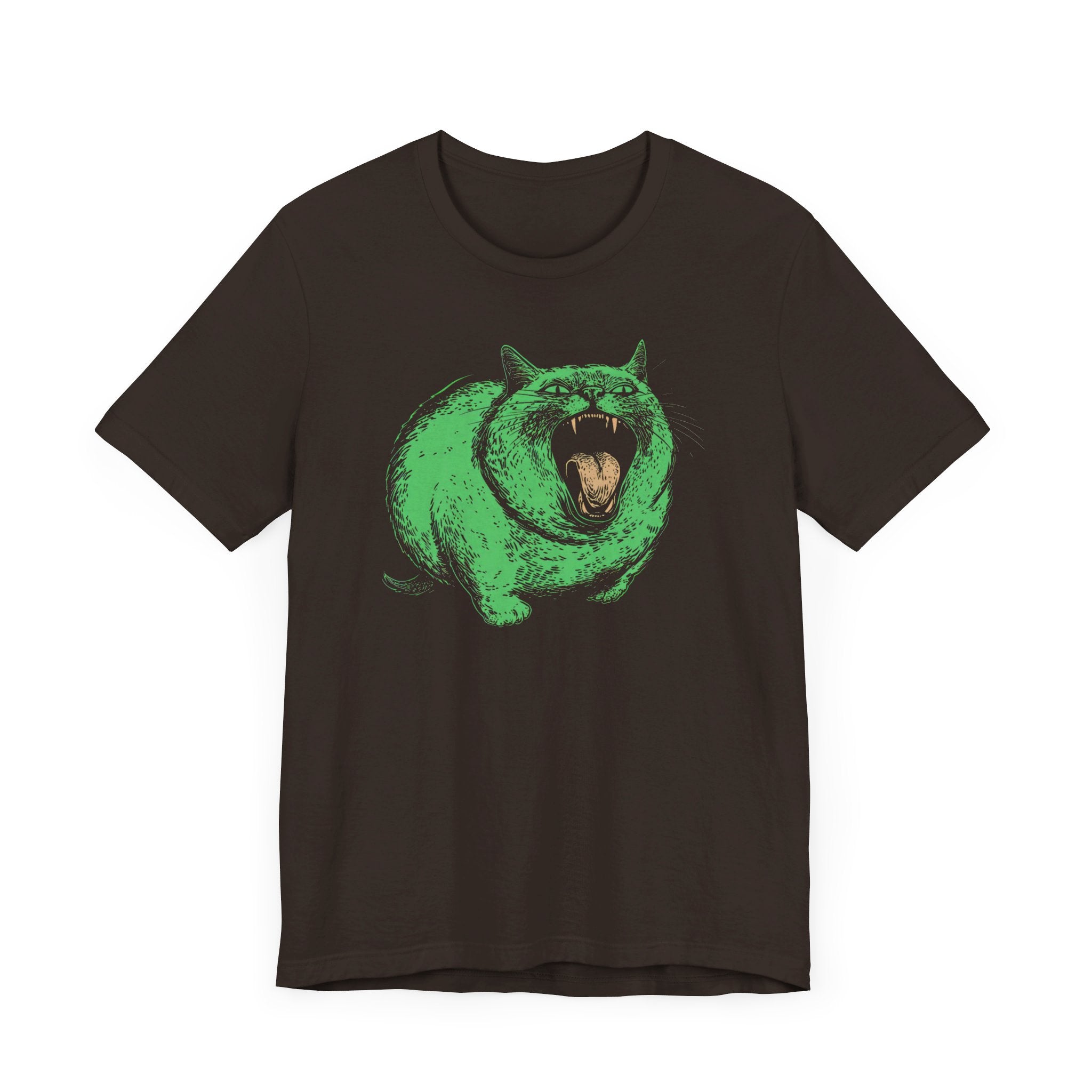 Green Monster Cat T-Shirt - Fierce Feline Halloween Graphic Tee