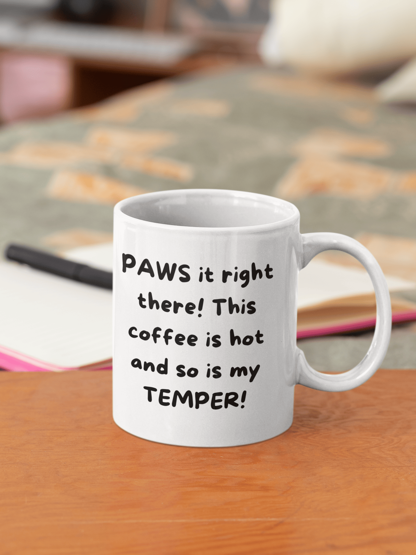 Black Cat Paws It Right There 11oz White Mug