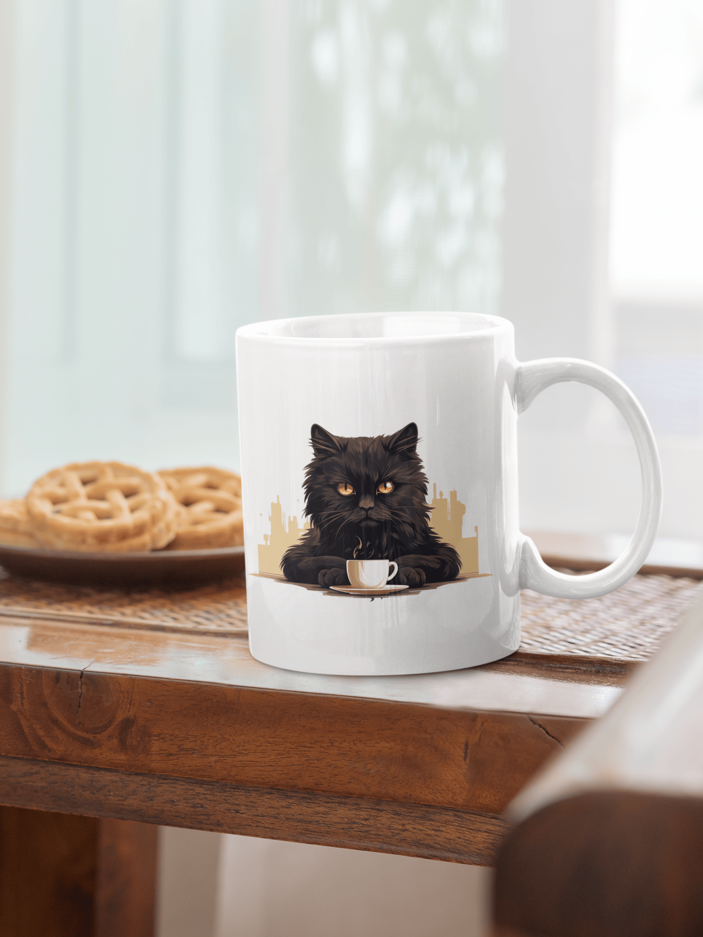 Black Cat Paws It Right There 11oz White Mug