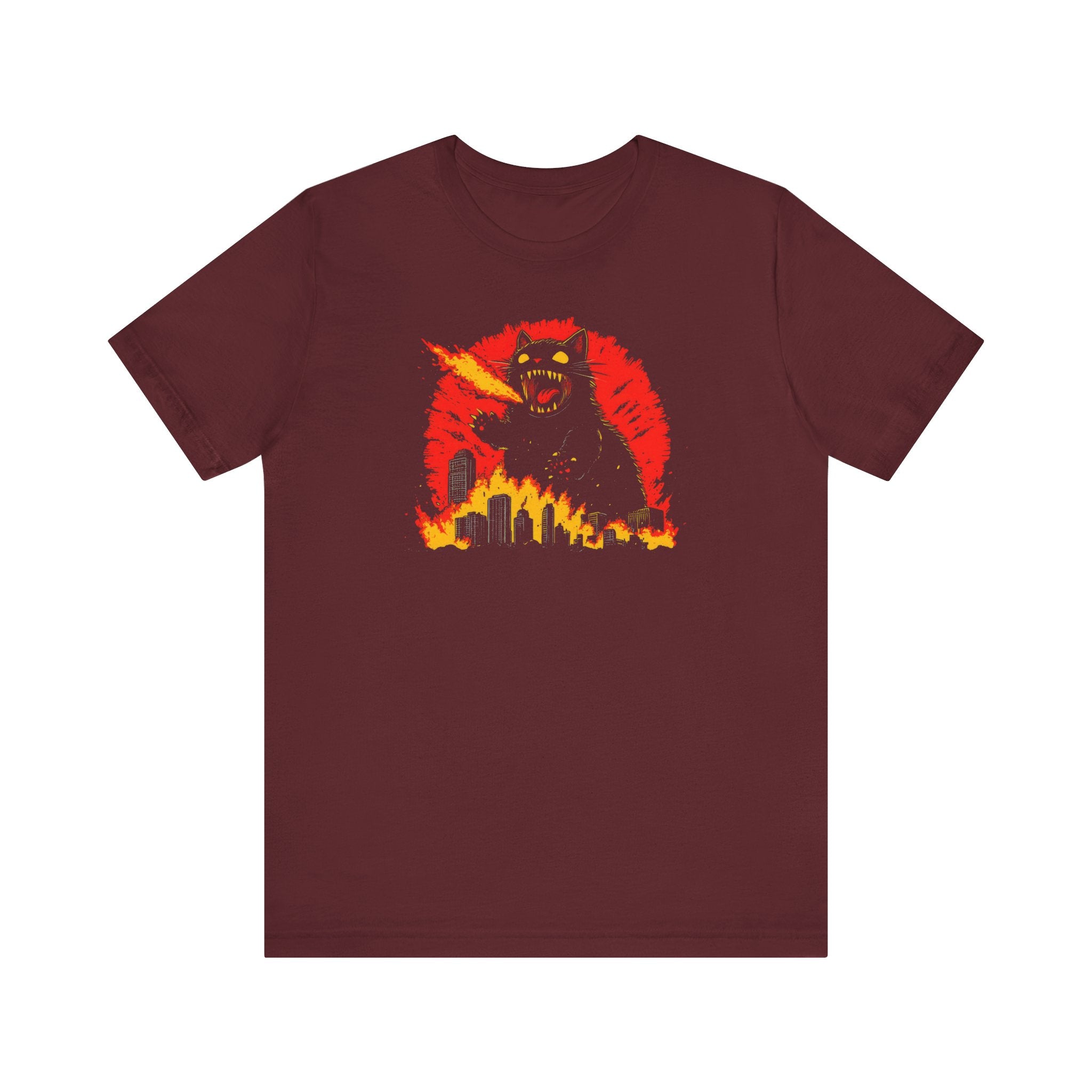 Catzilla Firestorm T-Shirt Fierce Cat Flame Attack Design