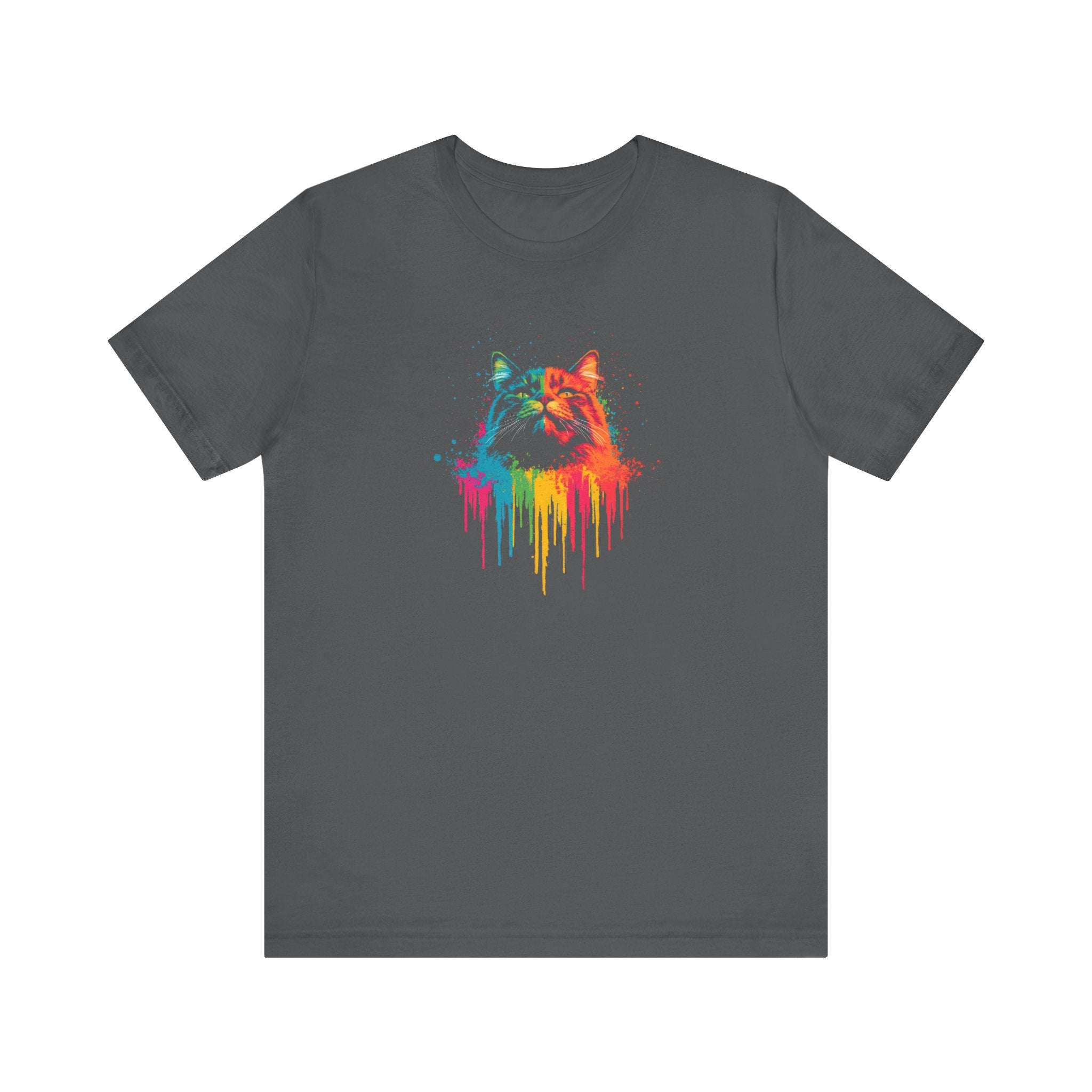 Colorful Dripping Cat T-Shirt - Vibrant Feline Art Tee