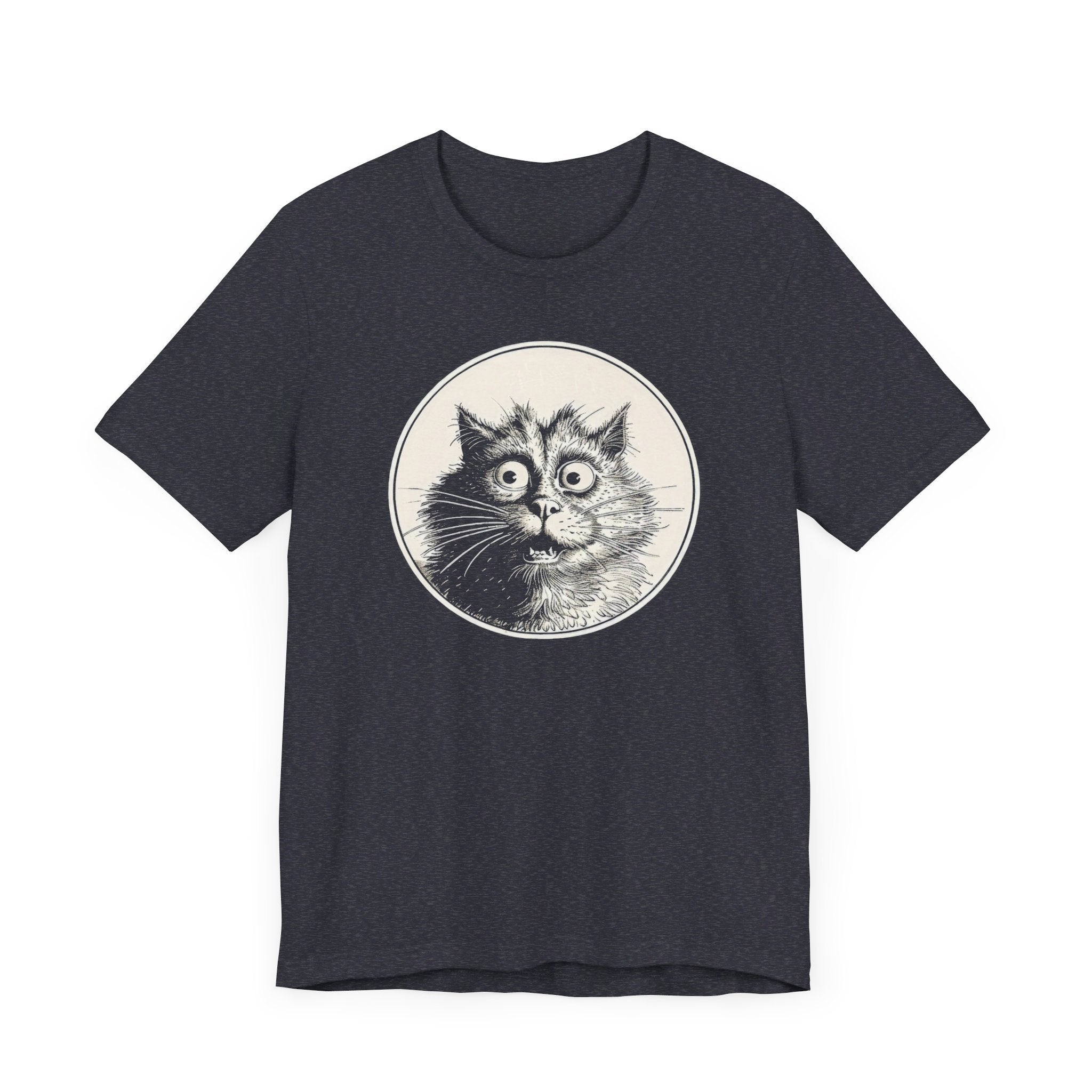 Surprised Cat Graphic Tee – Vintage Style Cat Lover Shirt