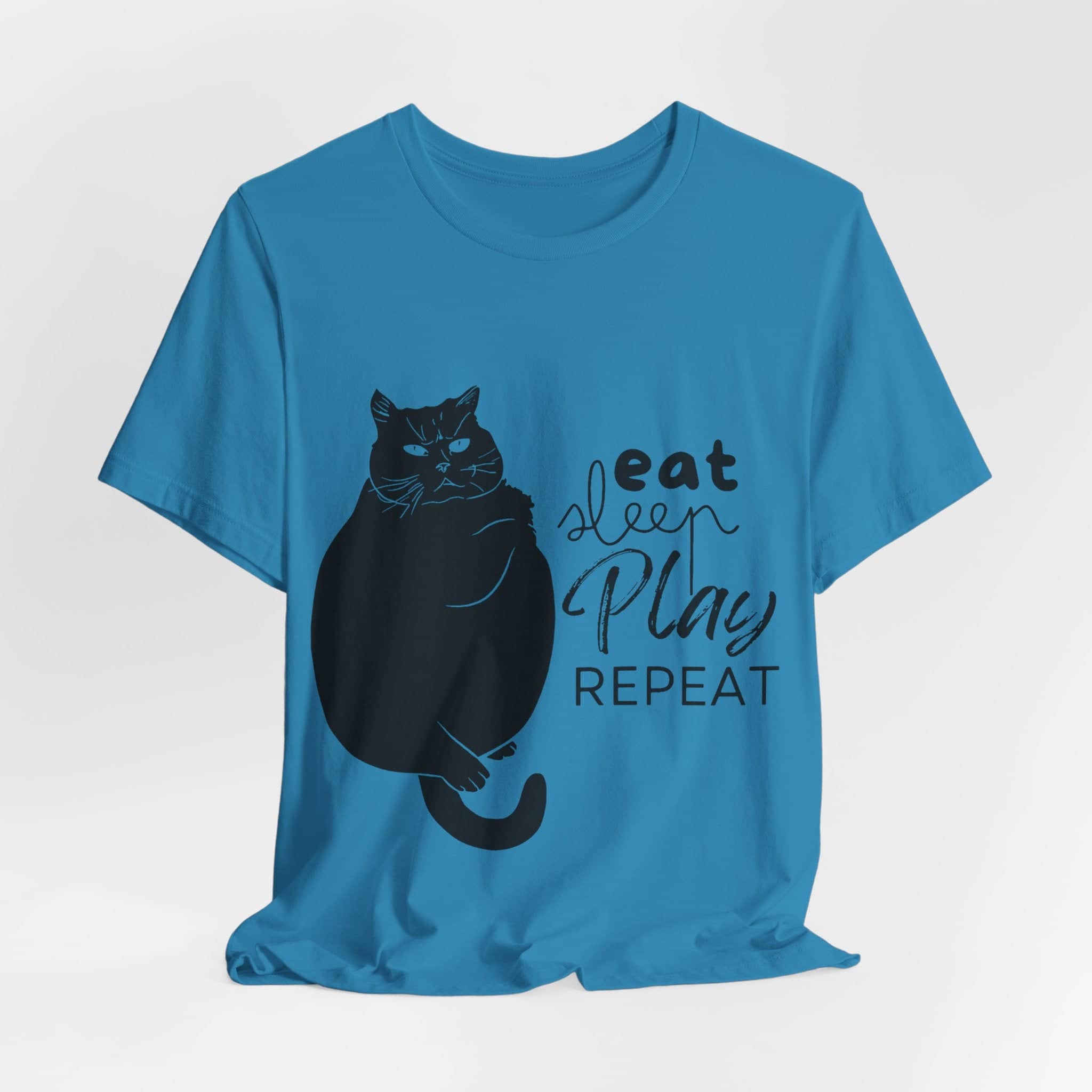 Cat's Daily Mantra - 'Eat Sleep Play Repeat' Casual T-Shirt Unisex Jersey Short Sleeve Tee