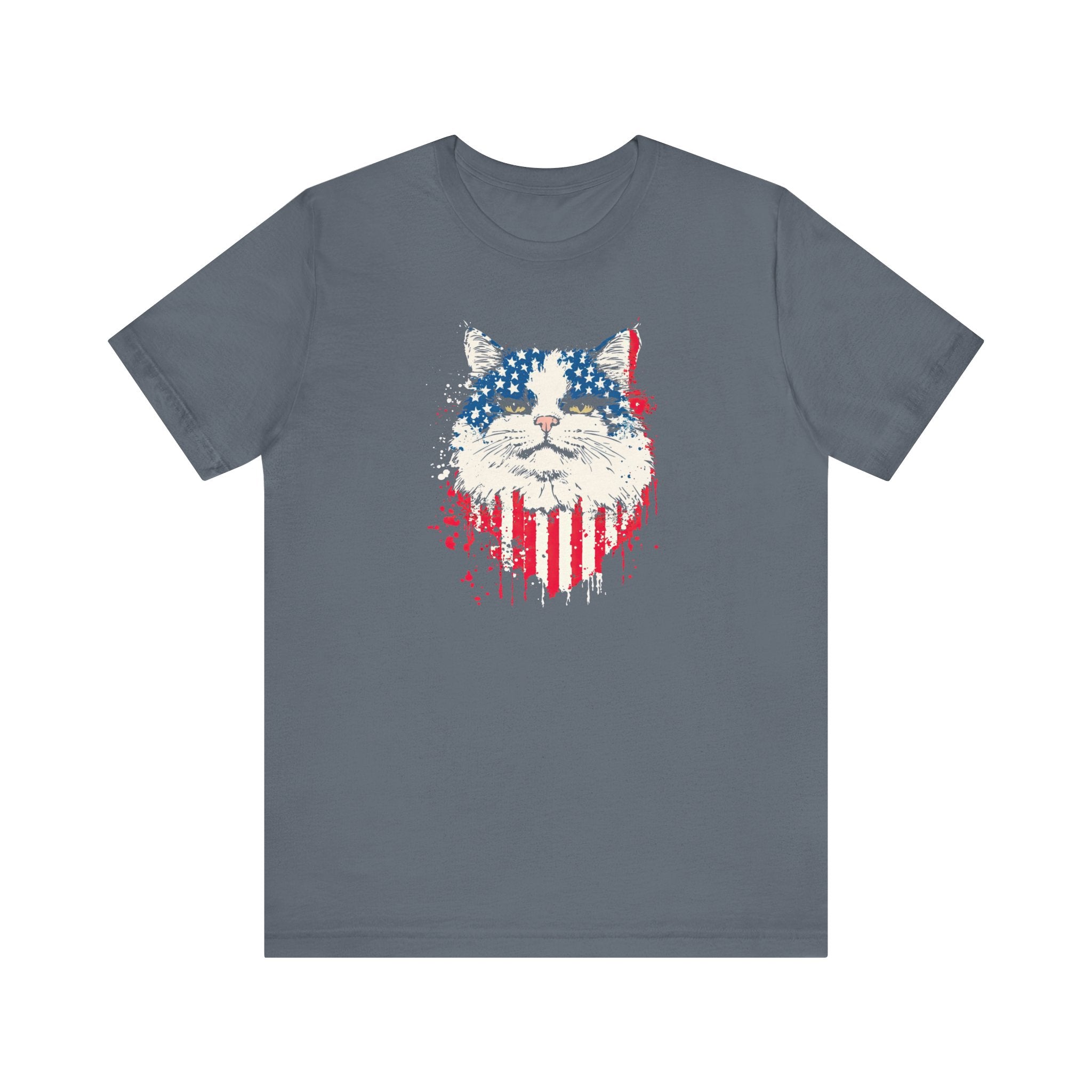 American Flag Cat Face T-Shirt – Patriotic Cat Lover Tee