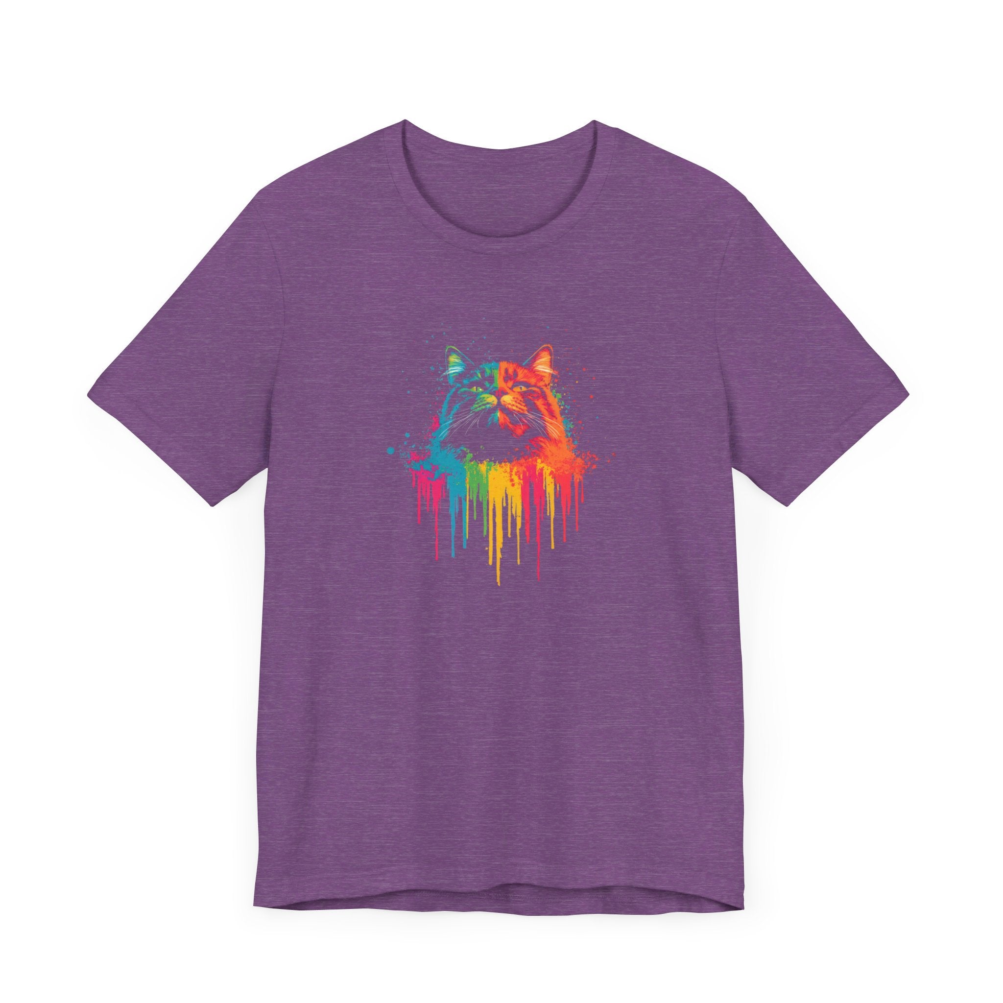 Colorful Dripping Cat T-Shirt - Vibrant Feline Art Tee