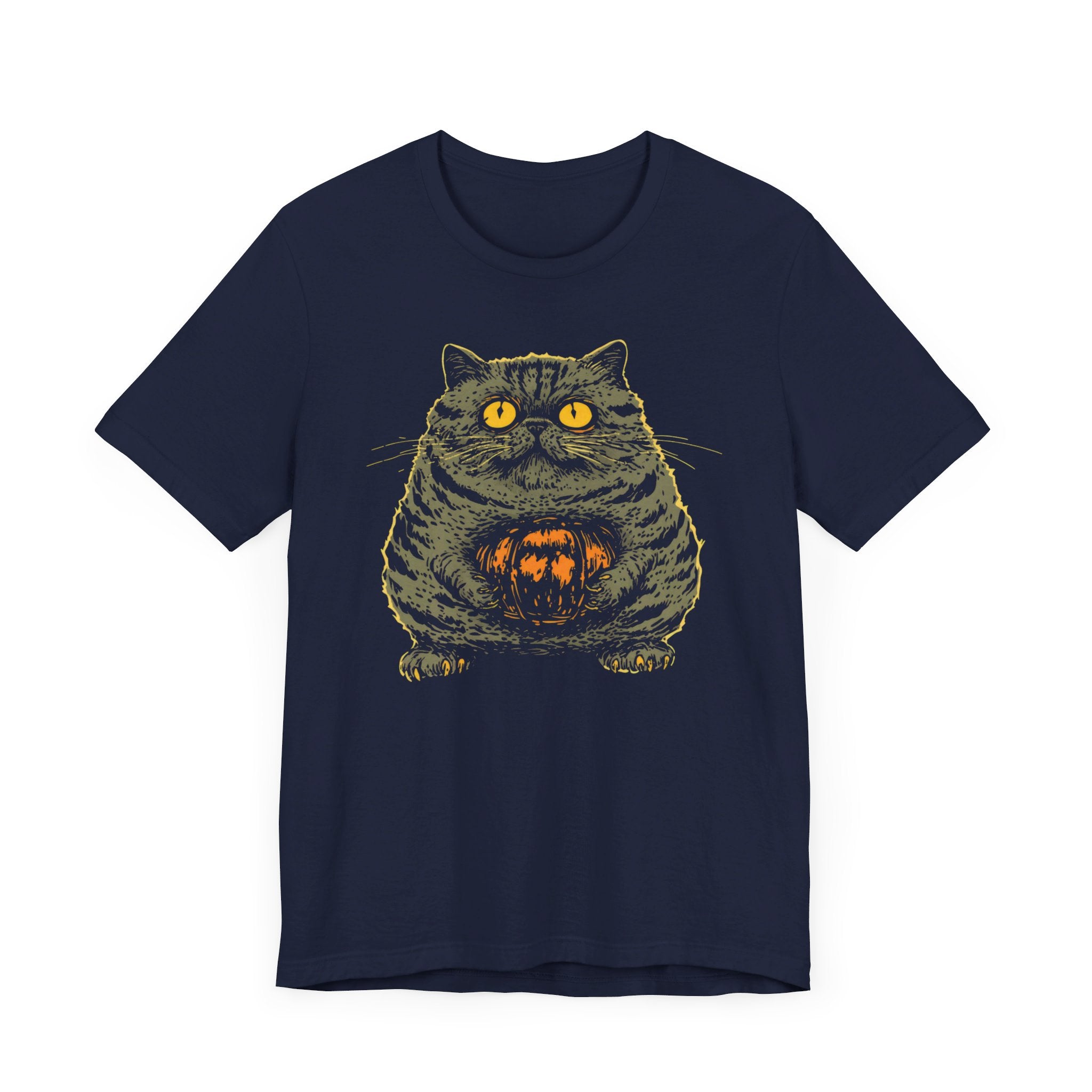 Halloween Cat with Pumpkin T-Shirt Funny Spooky Design