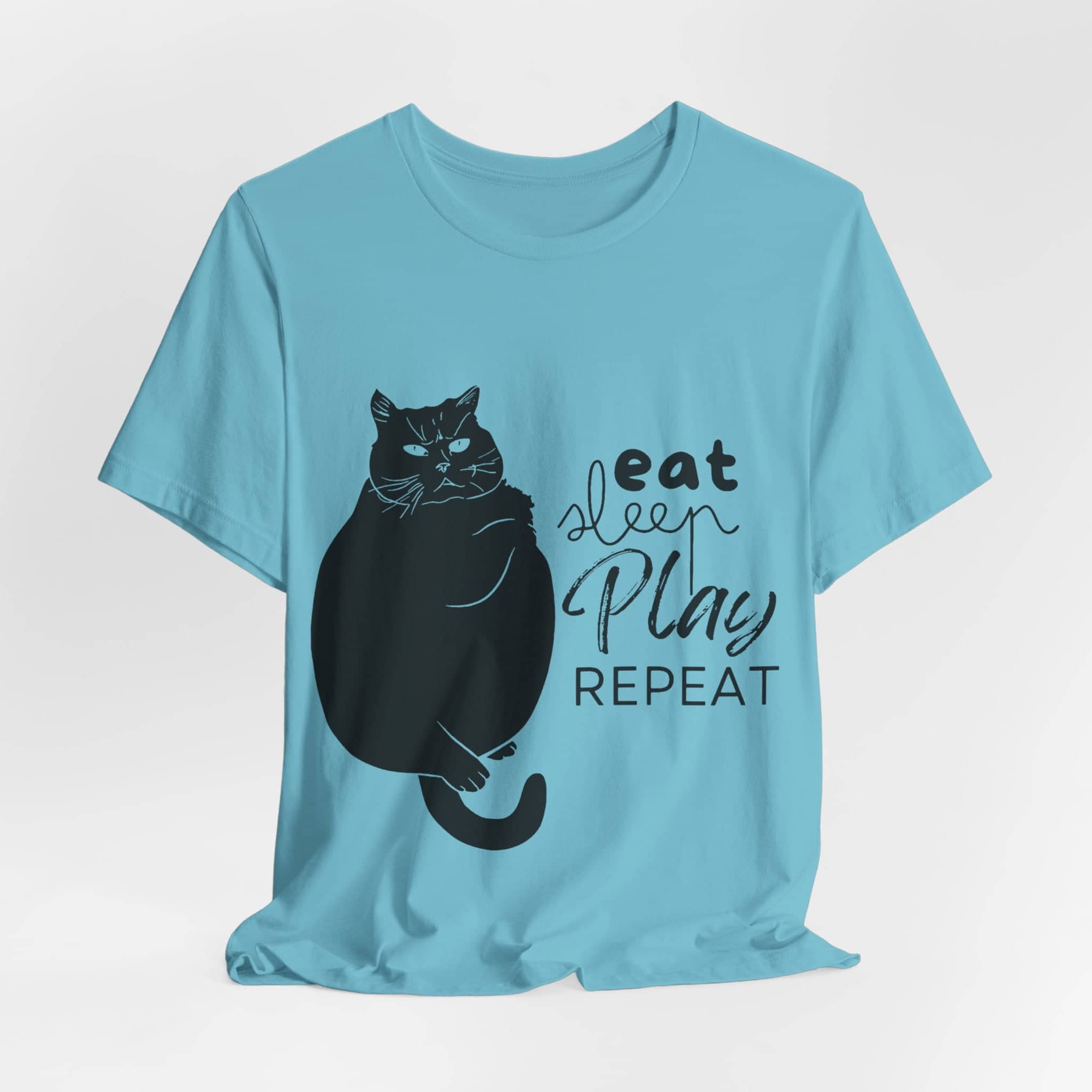 Cat's Daily Mantra - 'Eat Sleep Play Repeat' Casual T-Shirt Unisex Jersey Short Sleeve Tee