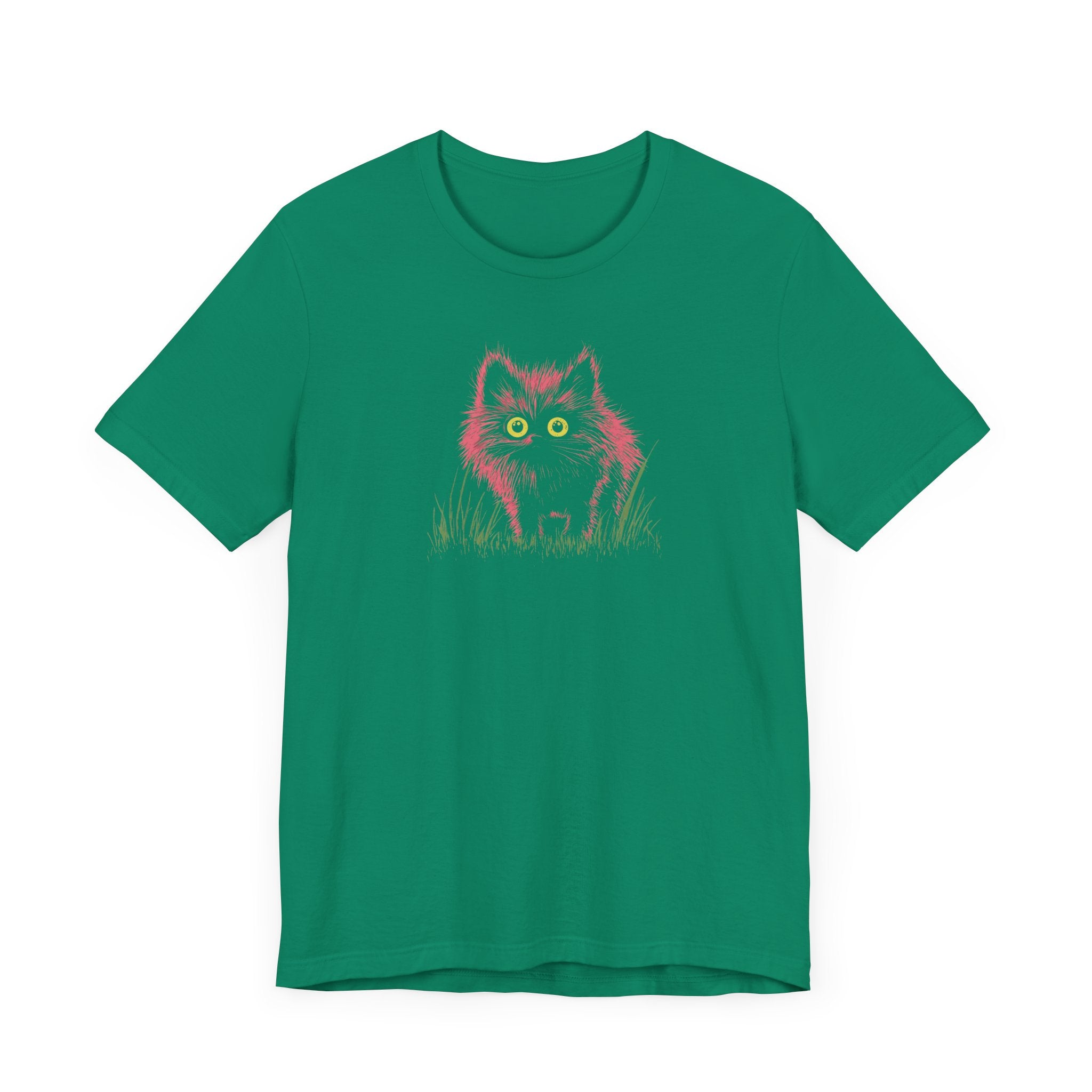 Neon Pink Fluffy Cat Graphic Tee