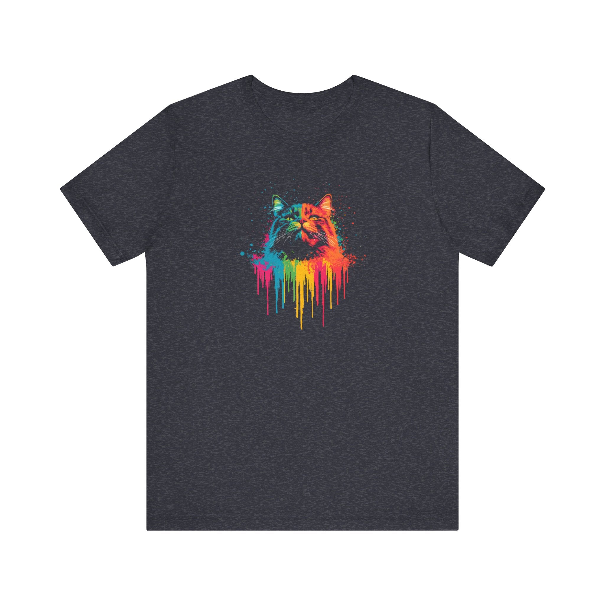Colorful Dripping Cat T-Shirt - Vibrant Feline Art Tee