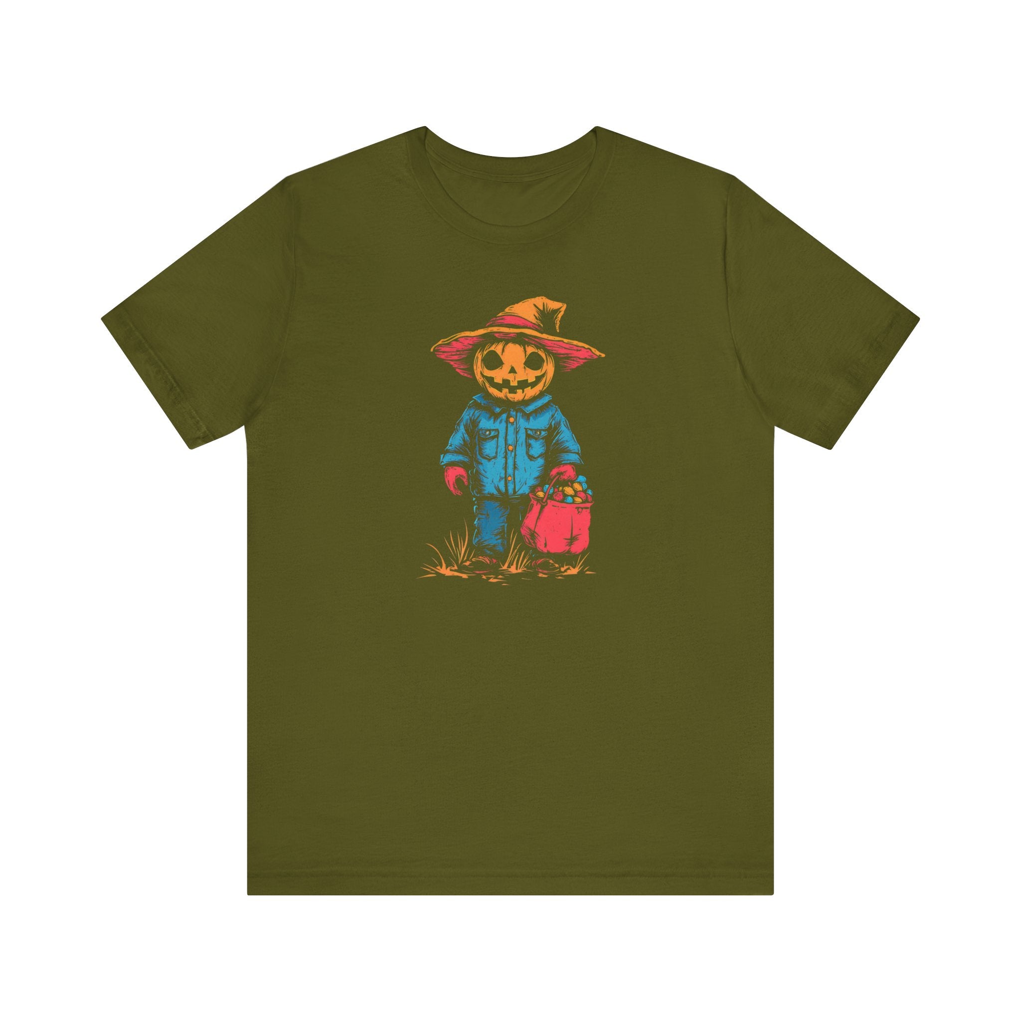 Pumpkin Scarecrow Halloween Graphic Tee – Spooky Trick-or-Treat Shirt