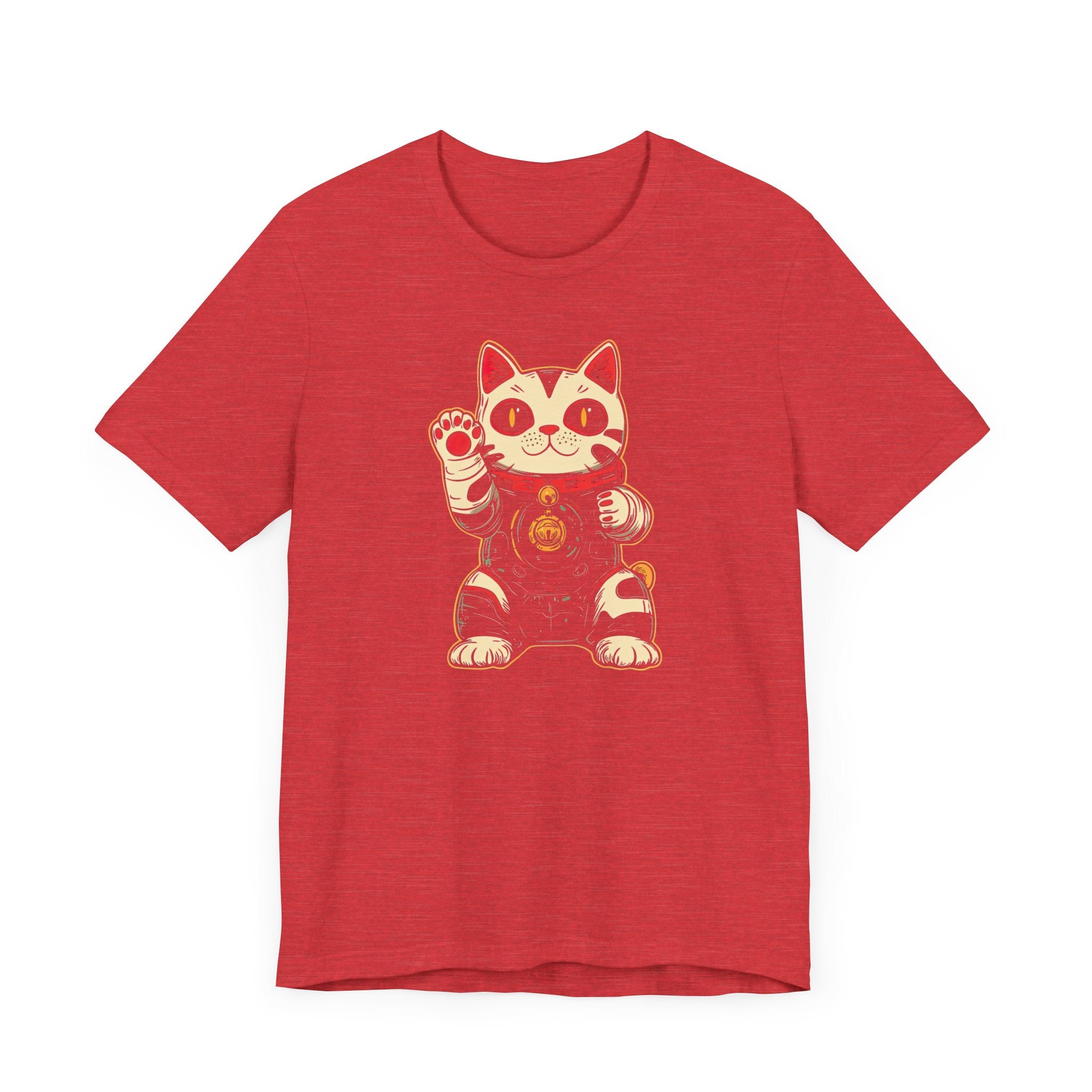 Lucky Cat Robot T-Shirt - Futuristic Maneki-Neko Design