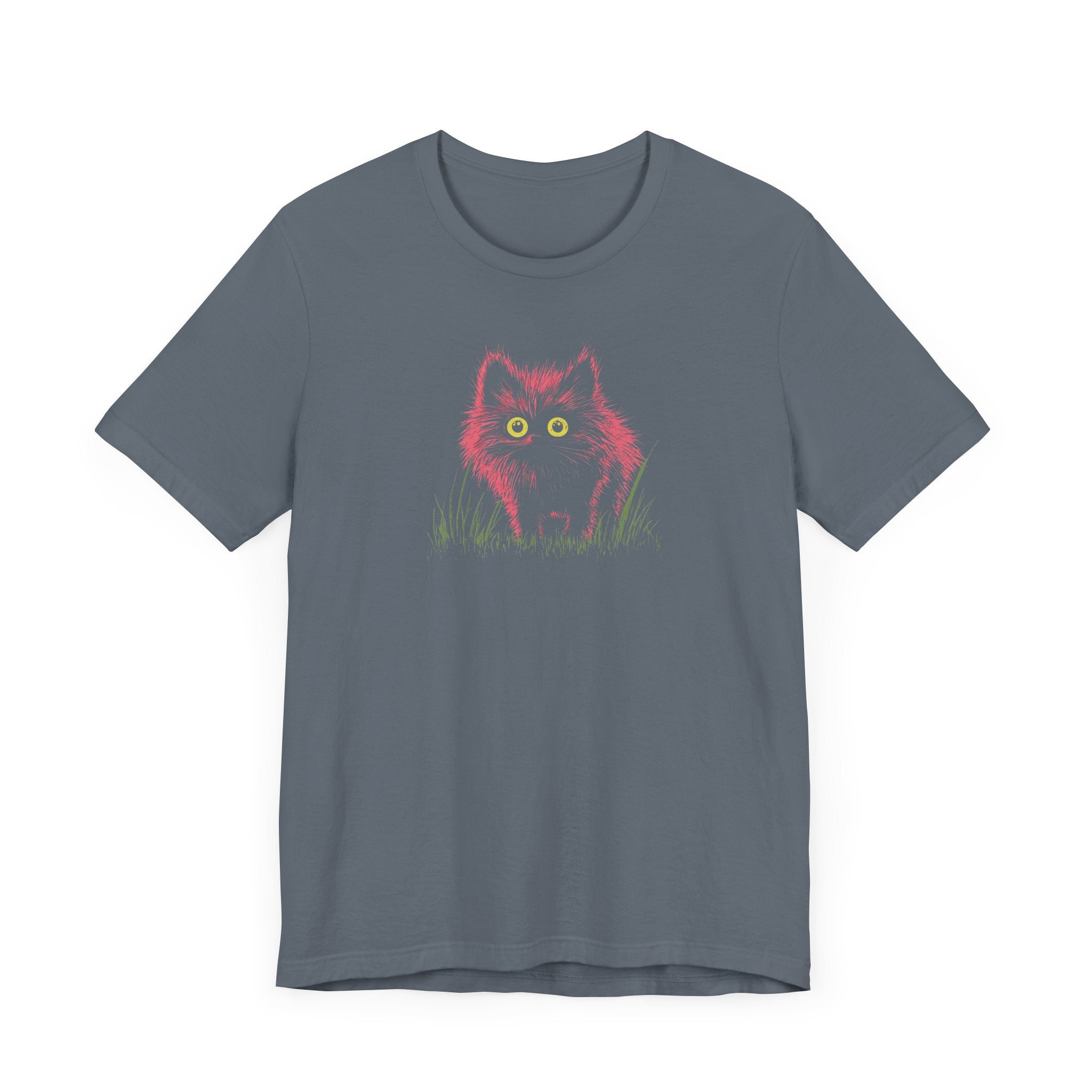 Neon Pink Fluffy Cat Graphic Tee