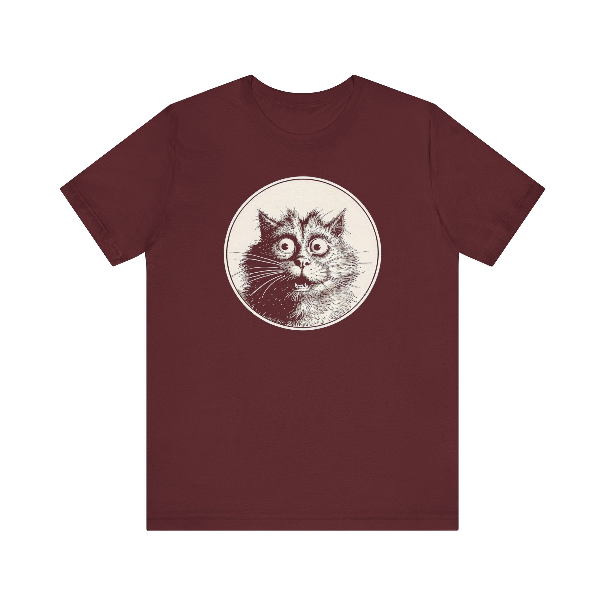 Surprised Cat Graphic Tee – Vintage Style Cat Lover Shirt