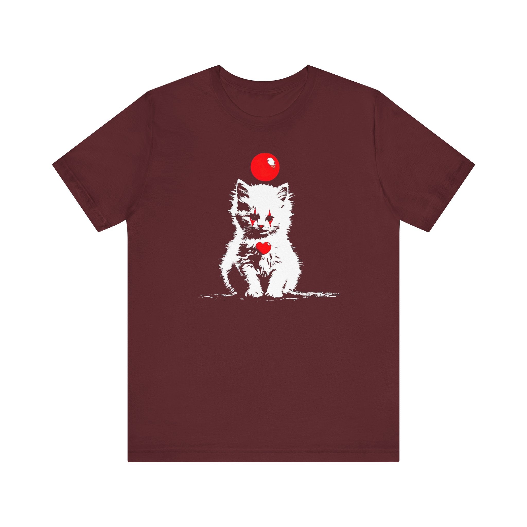 Creepy Clown Cat T-Shirt Playful and Spooky Design